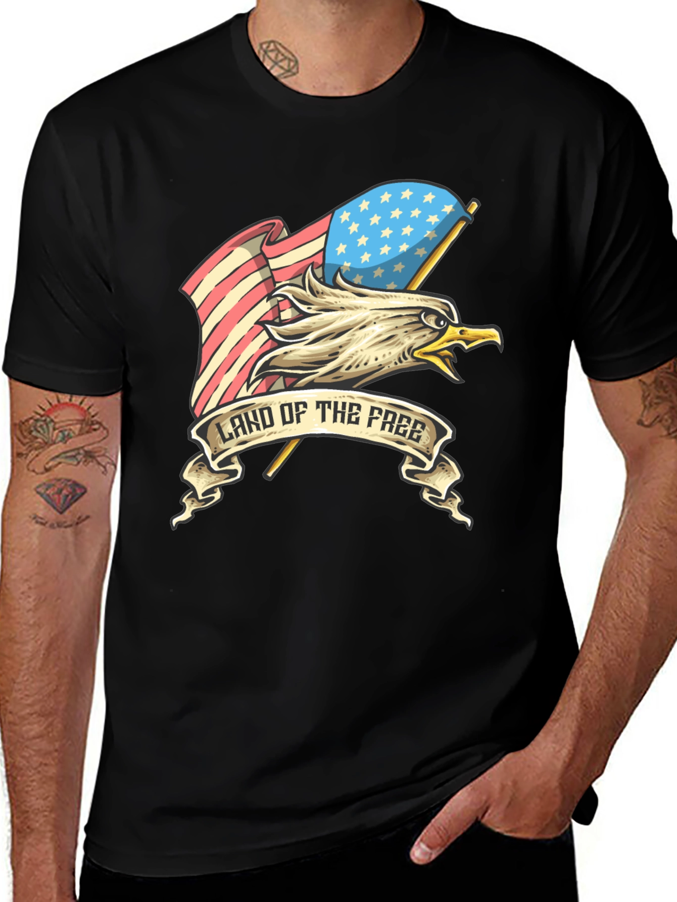 Patriotic Eagle American Flag Land of the Free T-Shirt