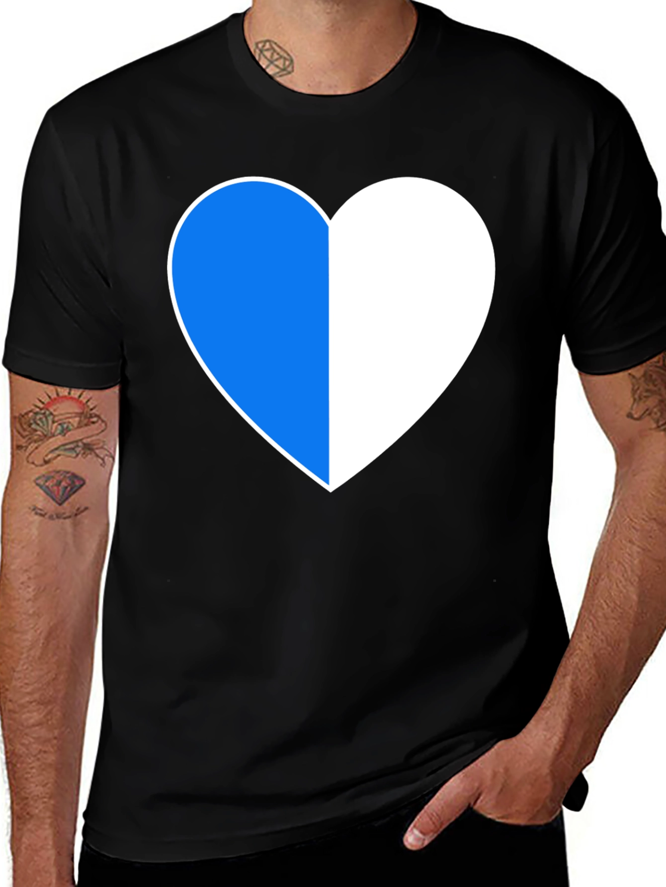 Variant 3 of Two-Tone Heart Graphic Black T-Shirt