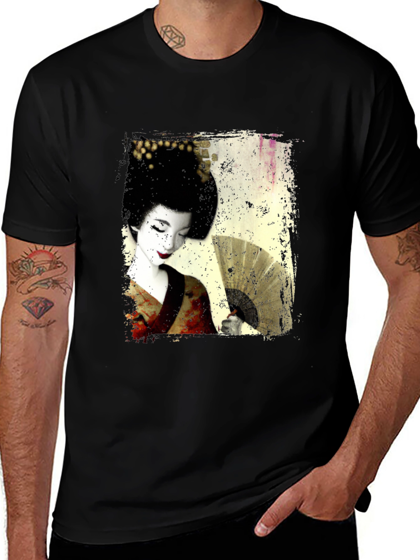 Variant 6 of Geisha Print Black T-Shirt