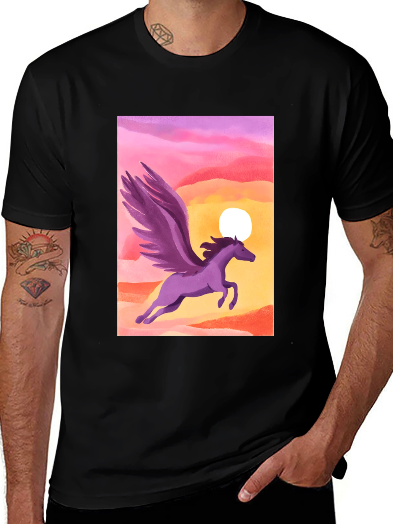Variant 30 of Pegasus Sunset Graphic Tee - Stylish and Unique