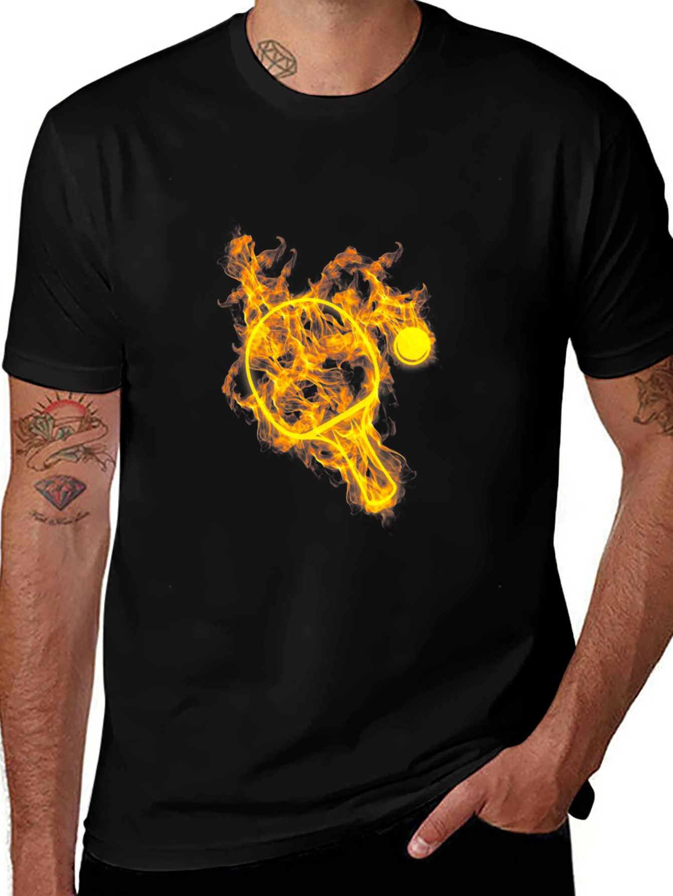 Variant 18 of Fiery Ping Pong Graphic Tee - Black Cotton