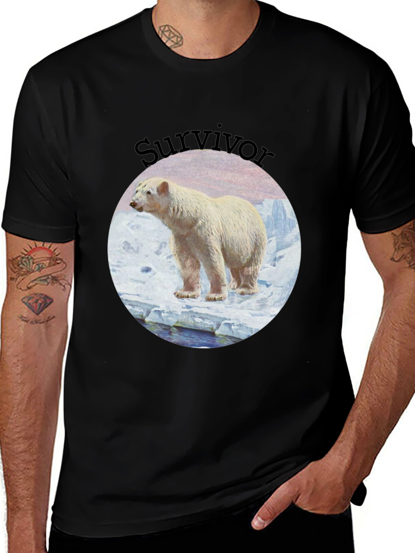 Black Polar Bear Survivor Black T-Shirt main image