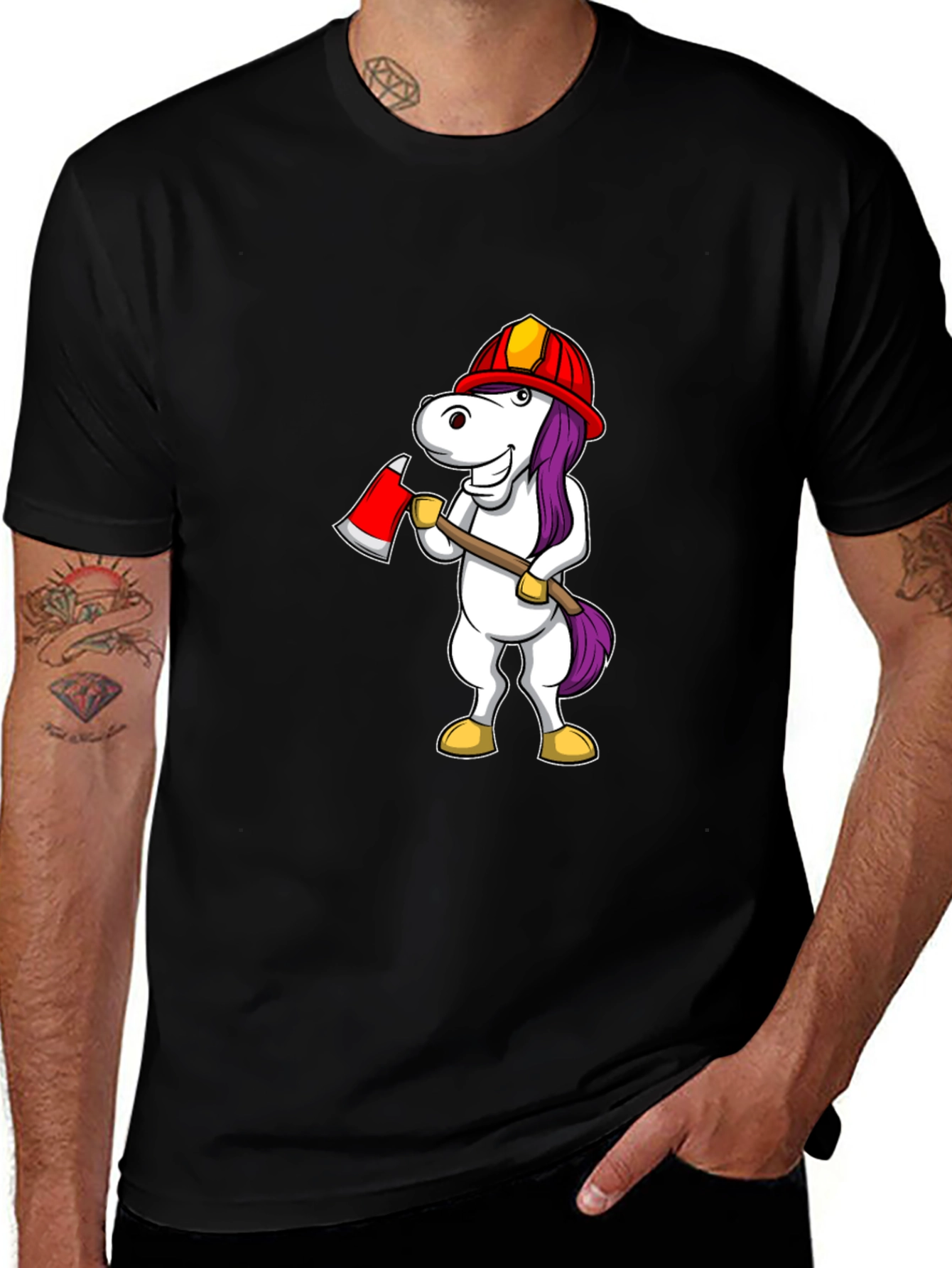 Variant 6 of Unicorn Firefighter Graphic Tee - Quirky Design