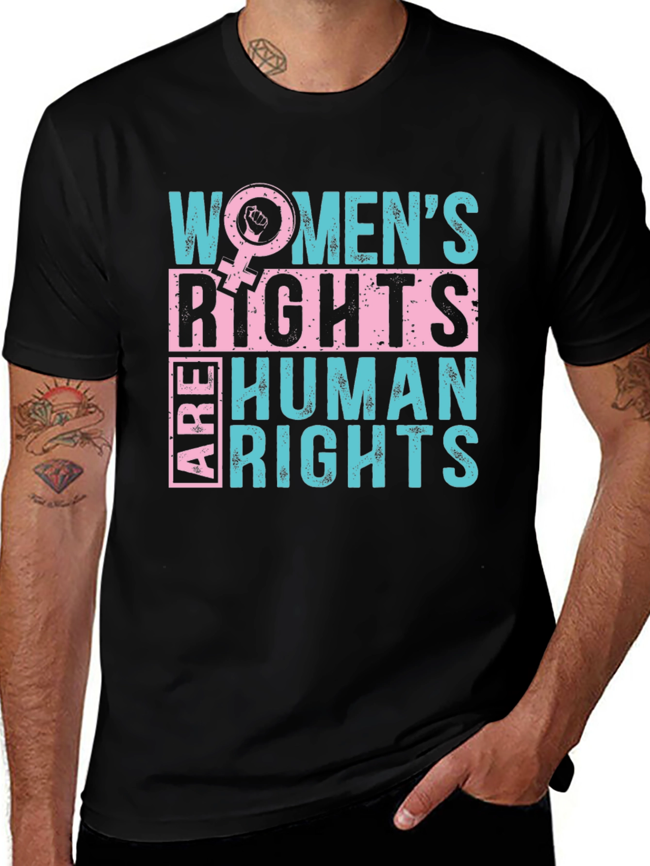 Variant 25 of Women's Rights are Human Rights Black T-Shirt