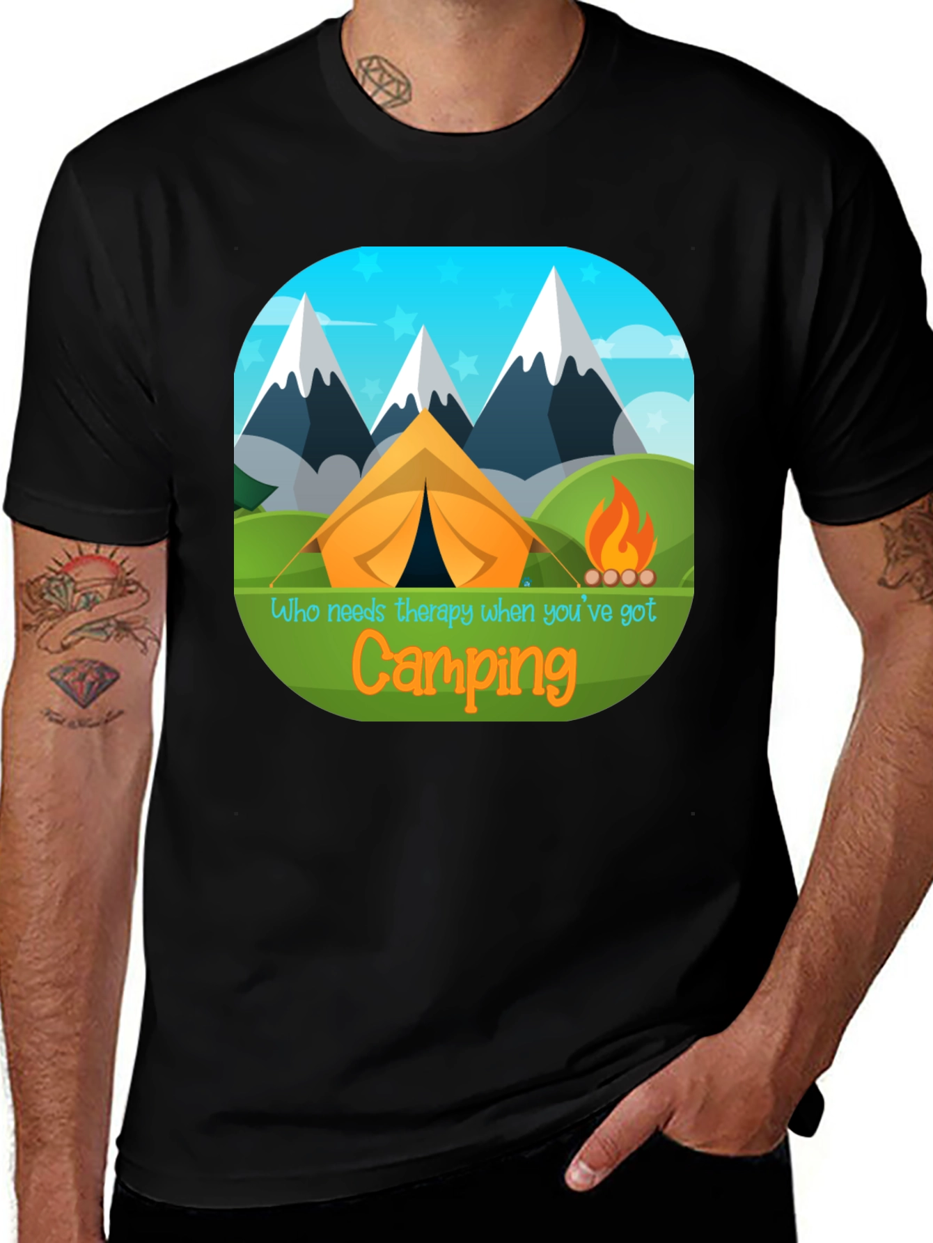 Variant 9 of Camping Therapy T-Shirt - Mountain Tent Design