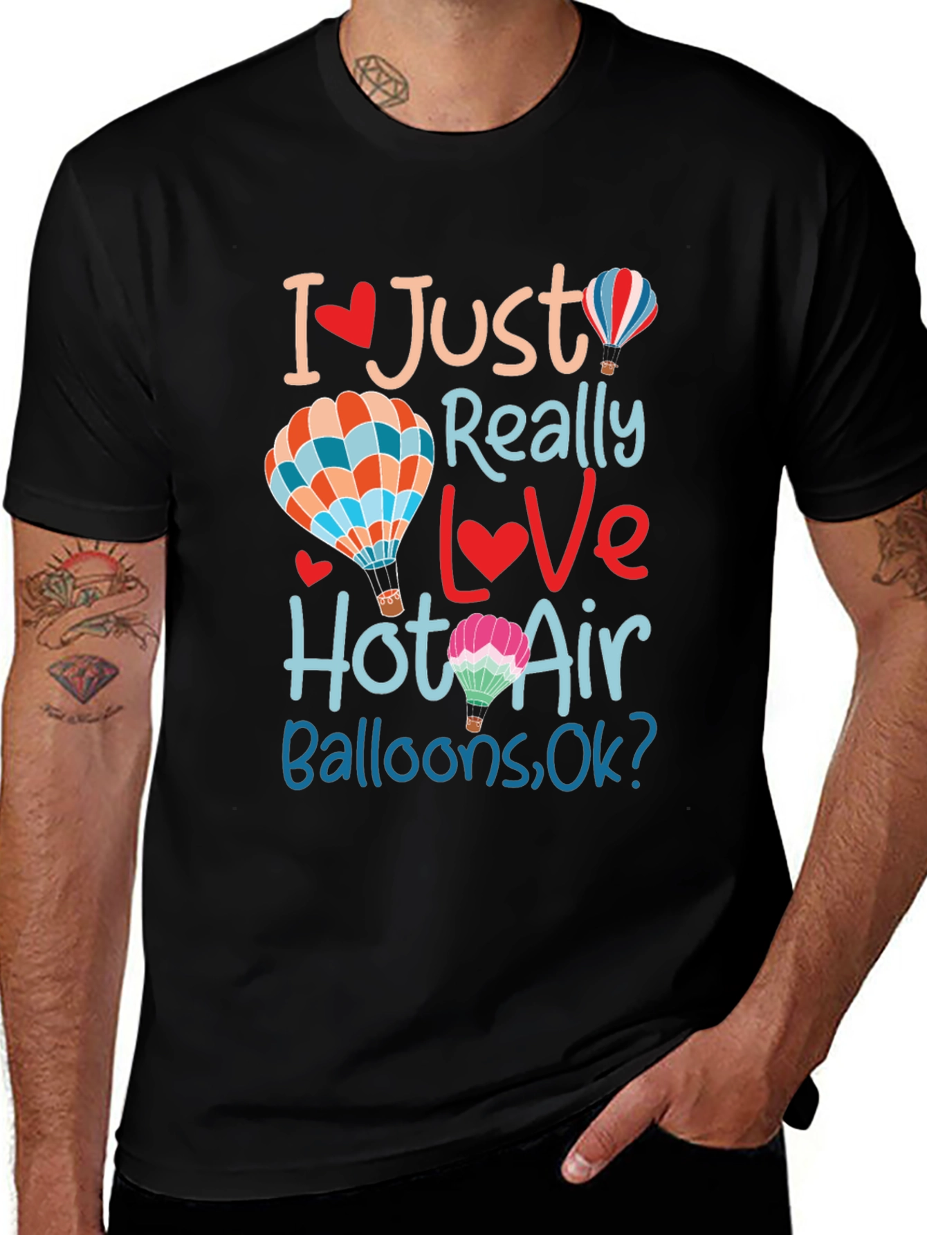 Variant 9 of I Love Hot Air Balloons Black T-Shirt
