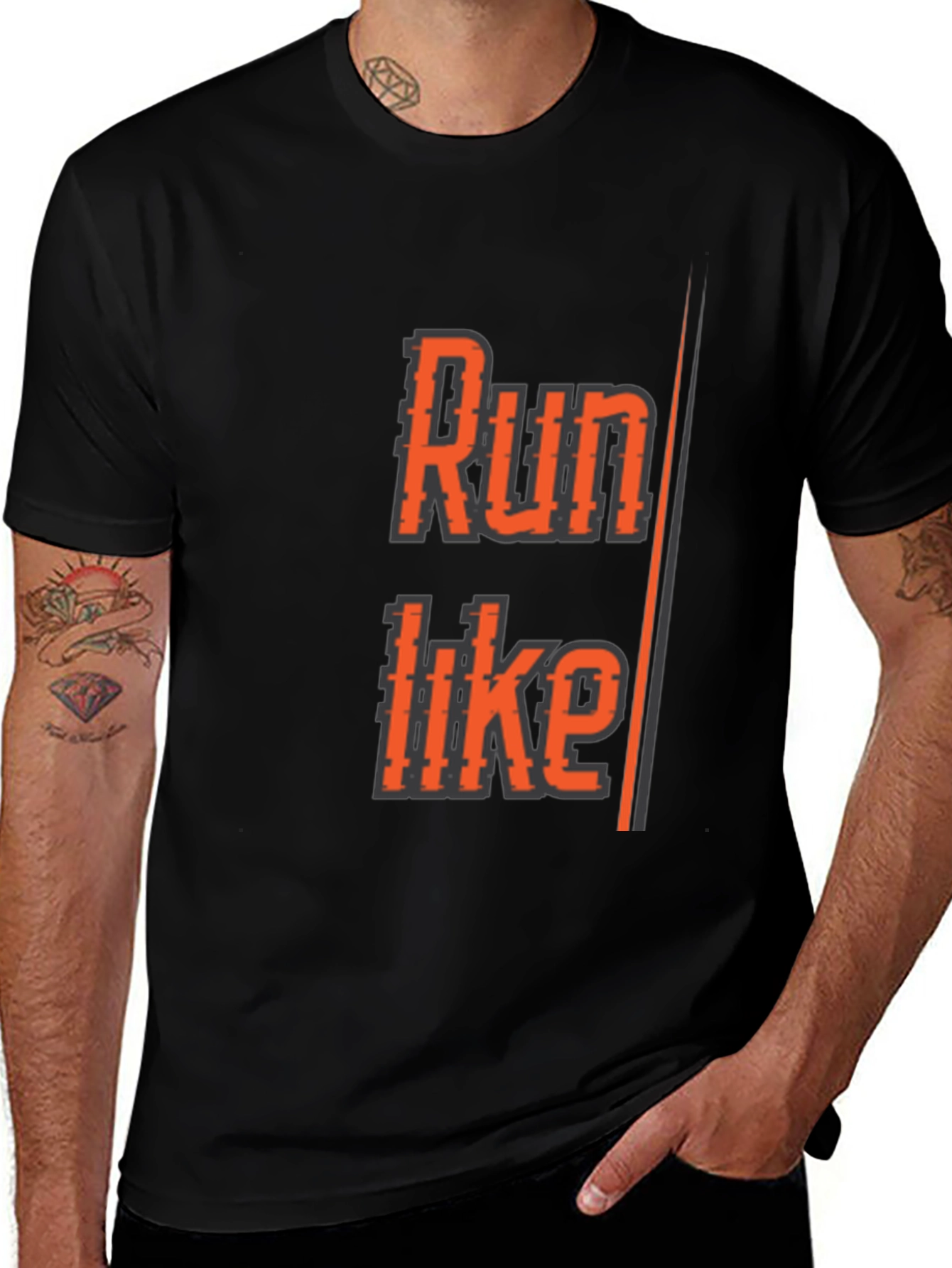 Variant 19 of Run Like T-Shirt - Black Athletic Graphic Tee
