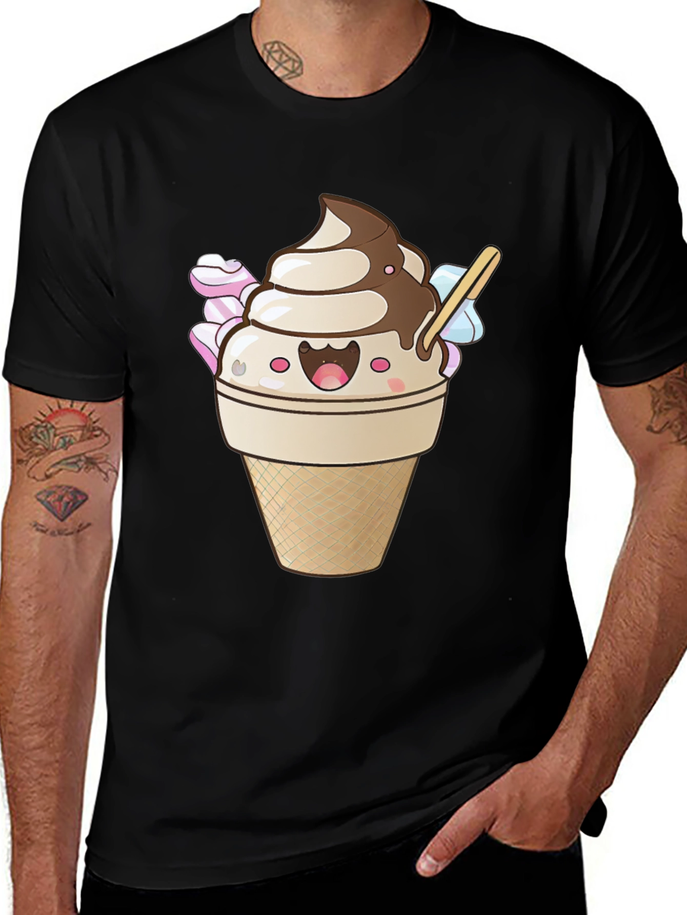 Variant 25 of Kawaii Ice Cream Graphic T-Shirt - Cute & Fun!