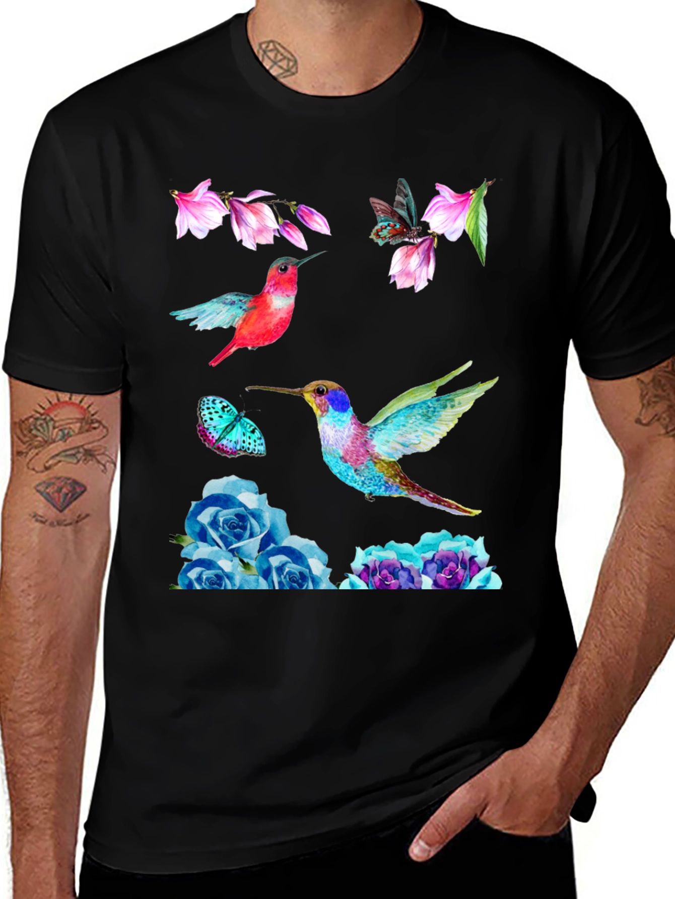Variant 24 of Hummingbird Floral Print T-Shirt