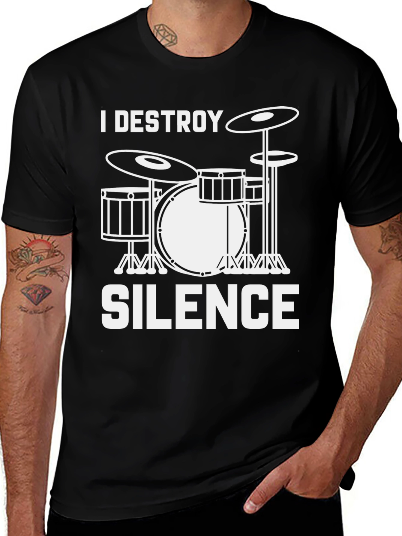I Destroy Silence Drummer T-Shirt - Music Lover Tee