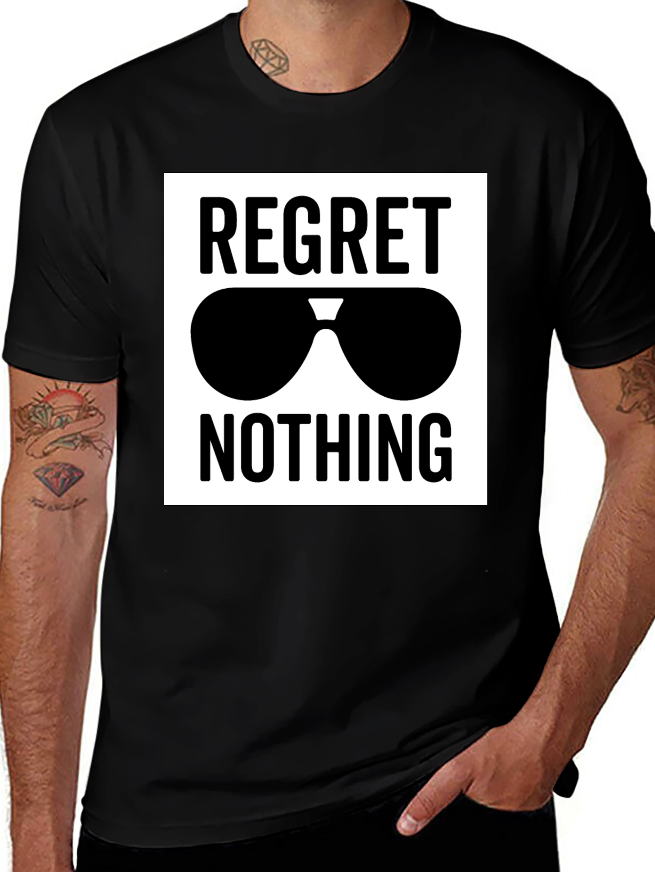 Variant 9 of Regret Nothing Sunglasses Graphic Tee - Black