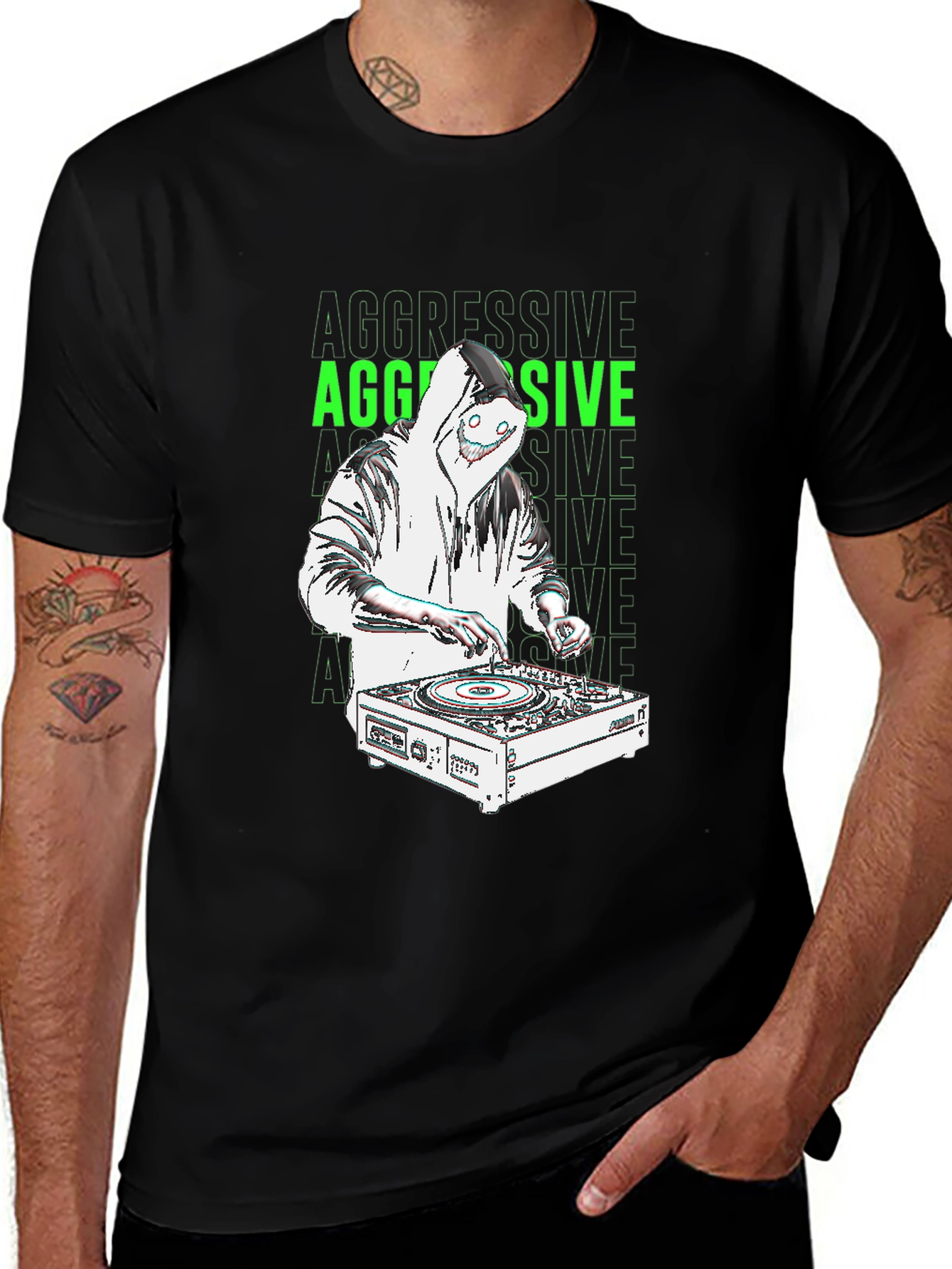 Variant 17 of Aggressive DJ Graphic T-Shirt
