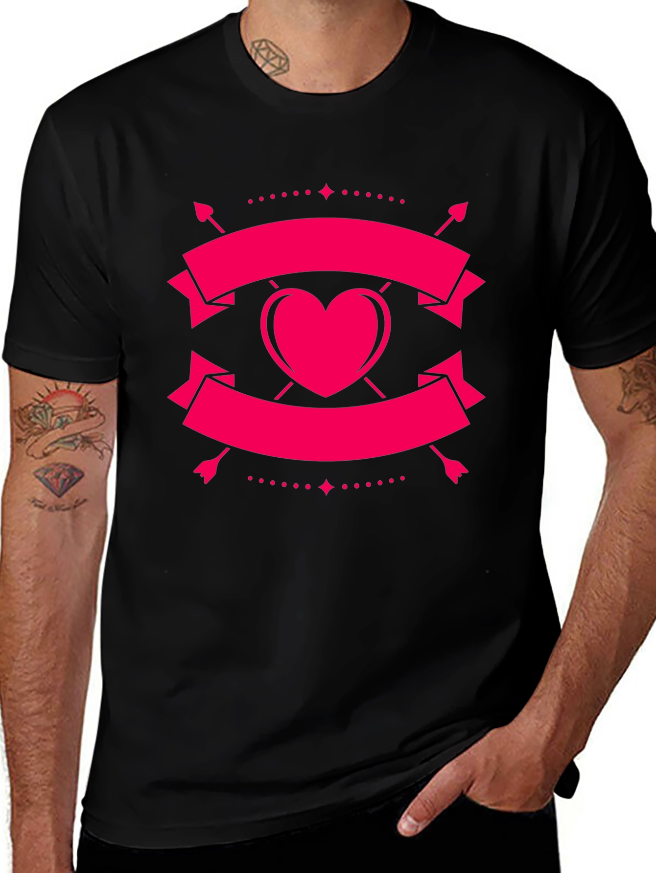 Variant 19 of Heart & Arrow Black Graphic Tee