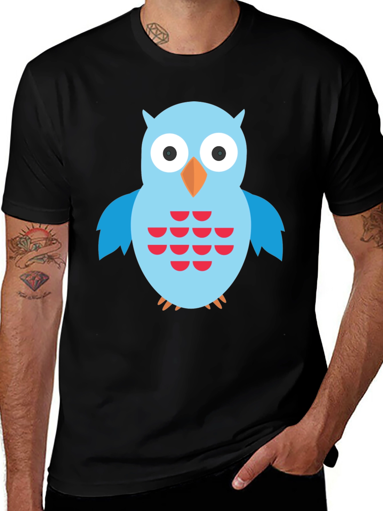 Variant 16 of Owl Graphic Tee - Black Casual T-Shirt
