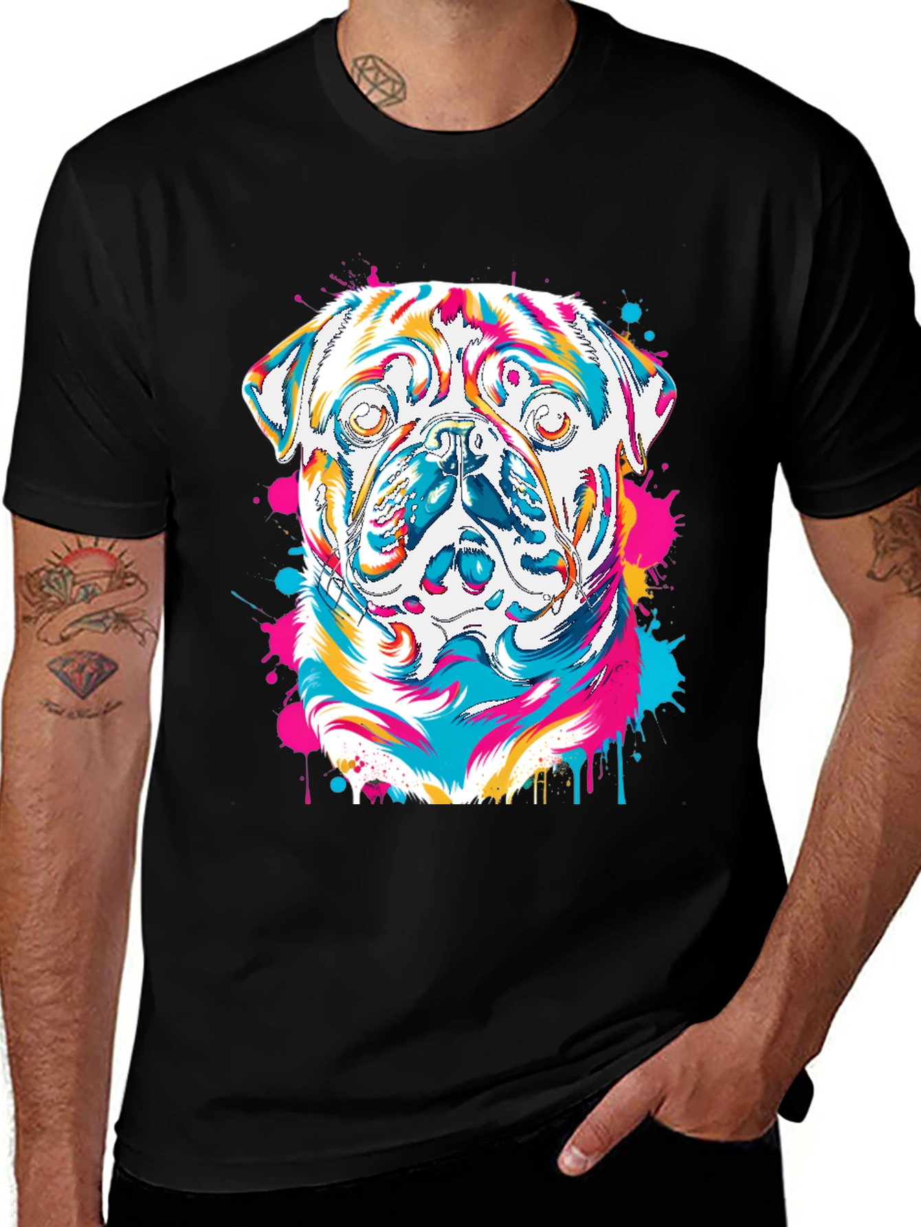 Variant 19 of Colorful Pug Graphic T-Shirt
