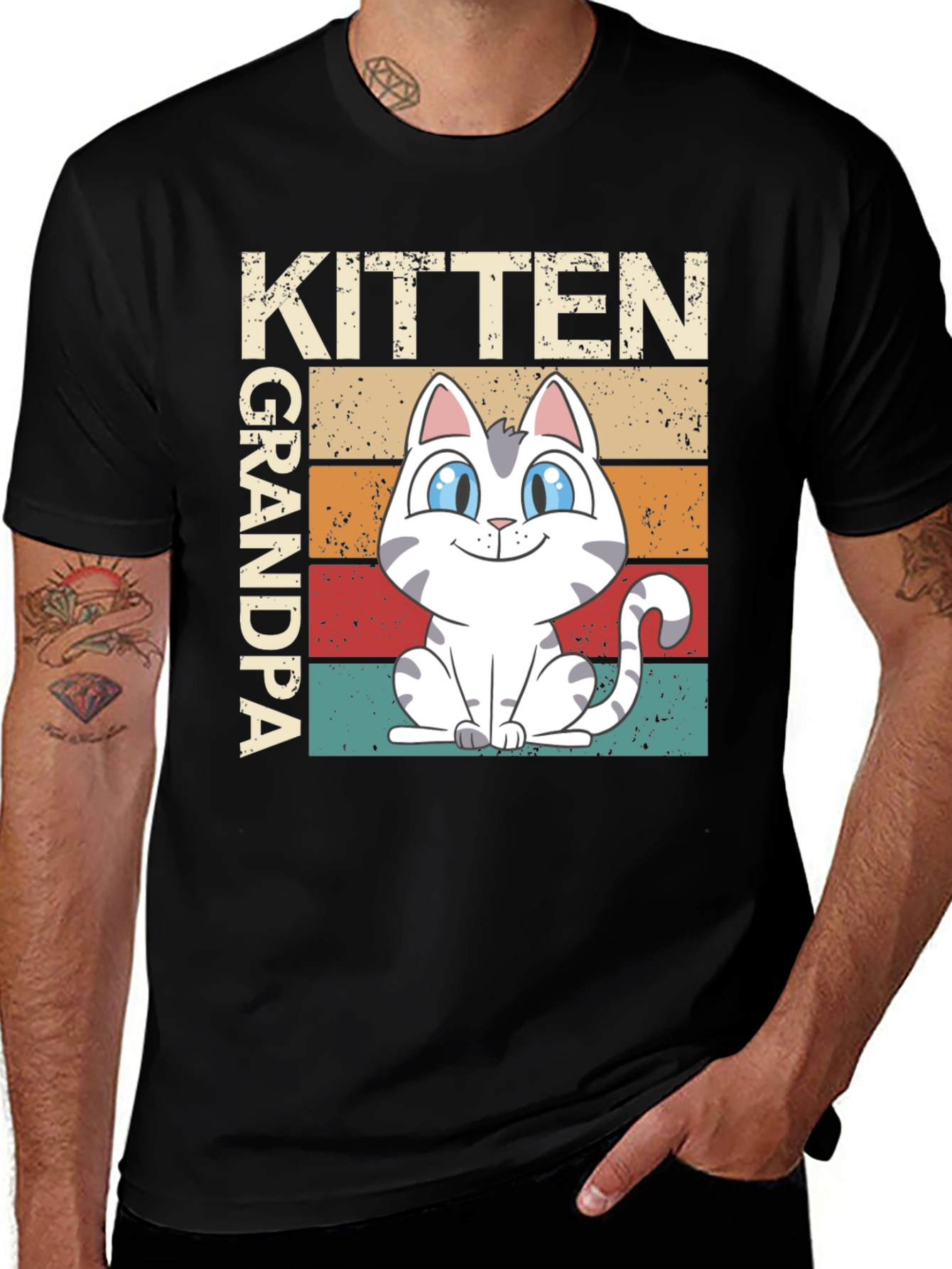Black Kitten Grandpa Graphic Tee main image