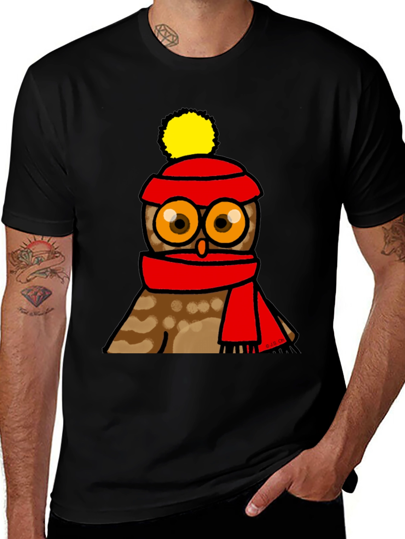 Variant 24 of Cute Owl in Hat & Scarf Graphic T-Shirt