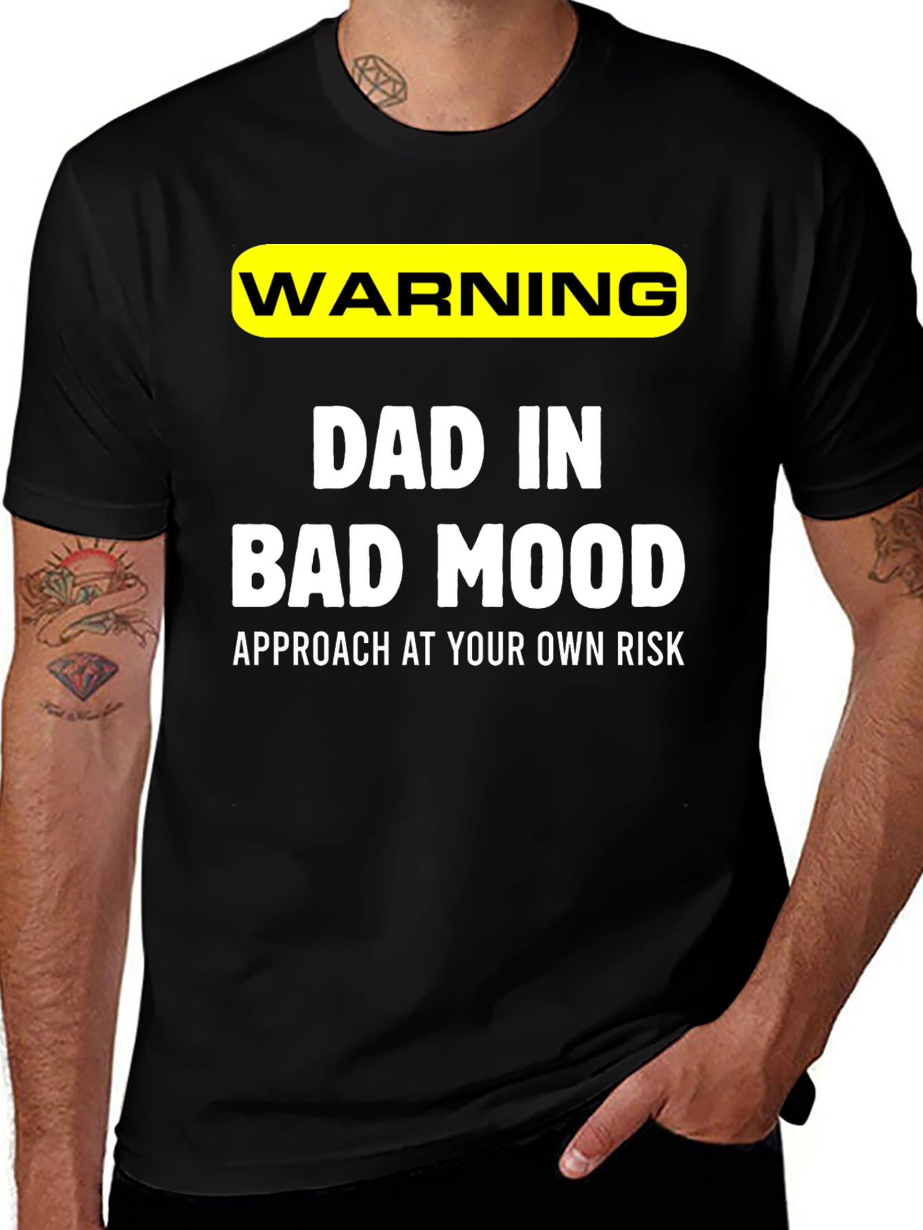 Variant 8 of Dad in Bad Mood Warning T-Shirt - Funny Novelty Tee