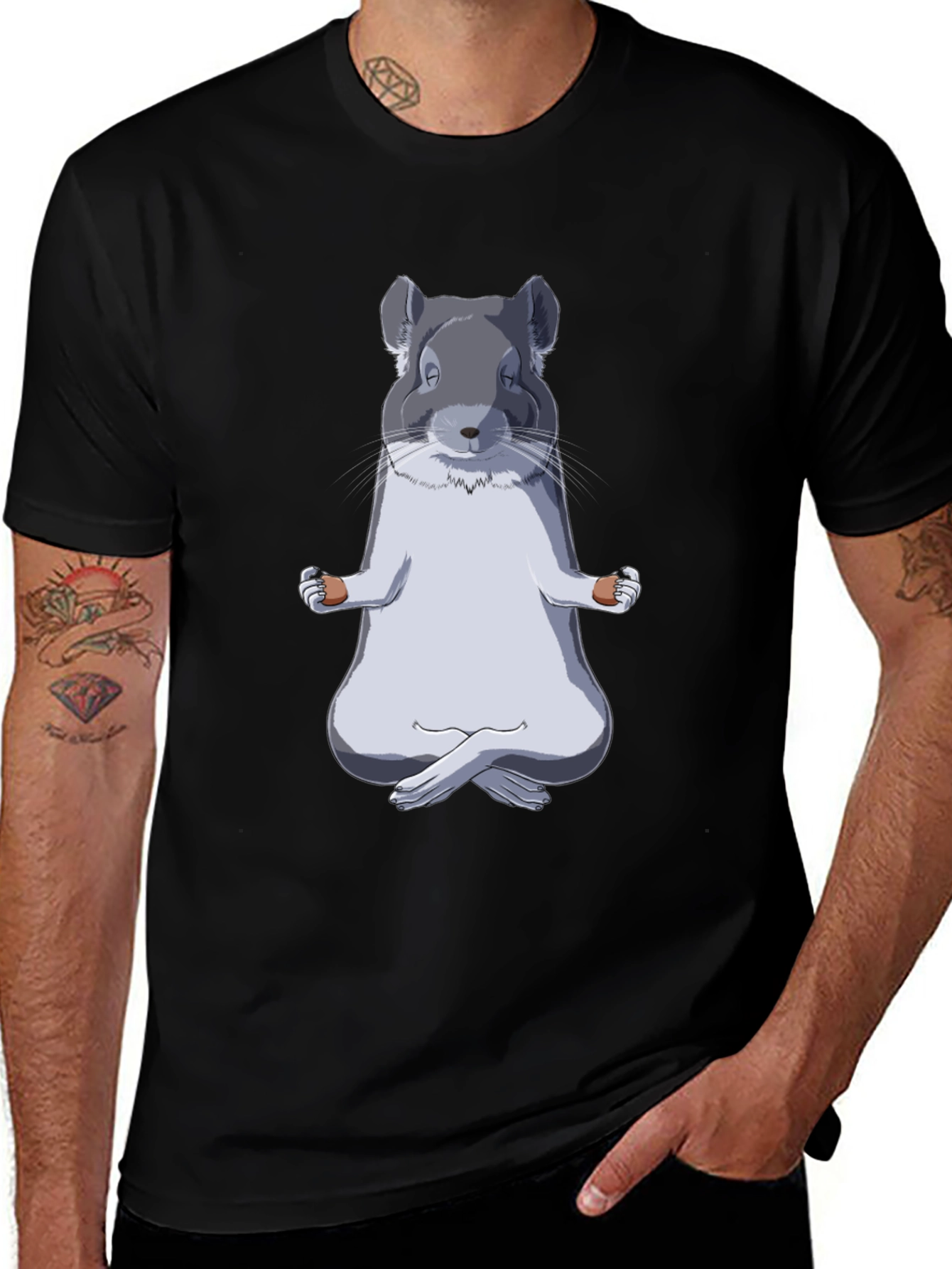 Variant 21 of Zen Chinchilla T-Shirt - Meditating Rodent Tee