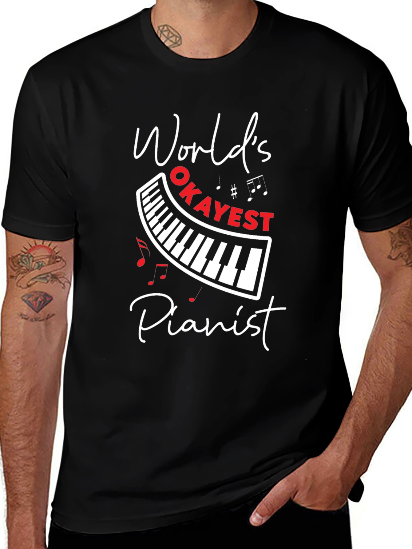 World's Okayest Pianist - Black T-Shirt