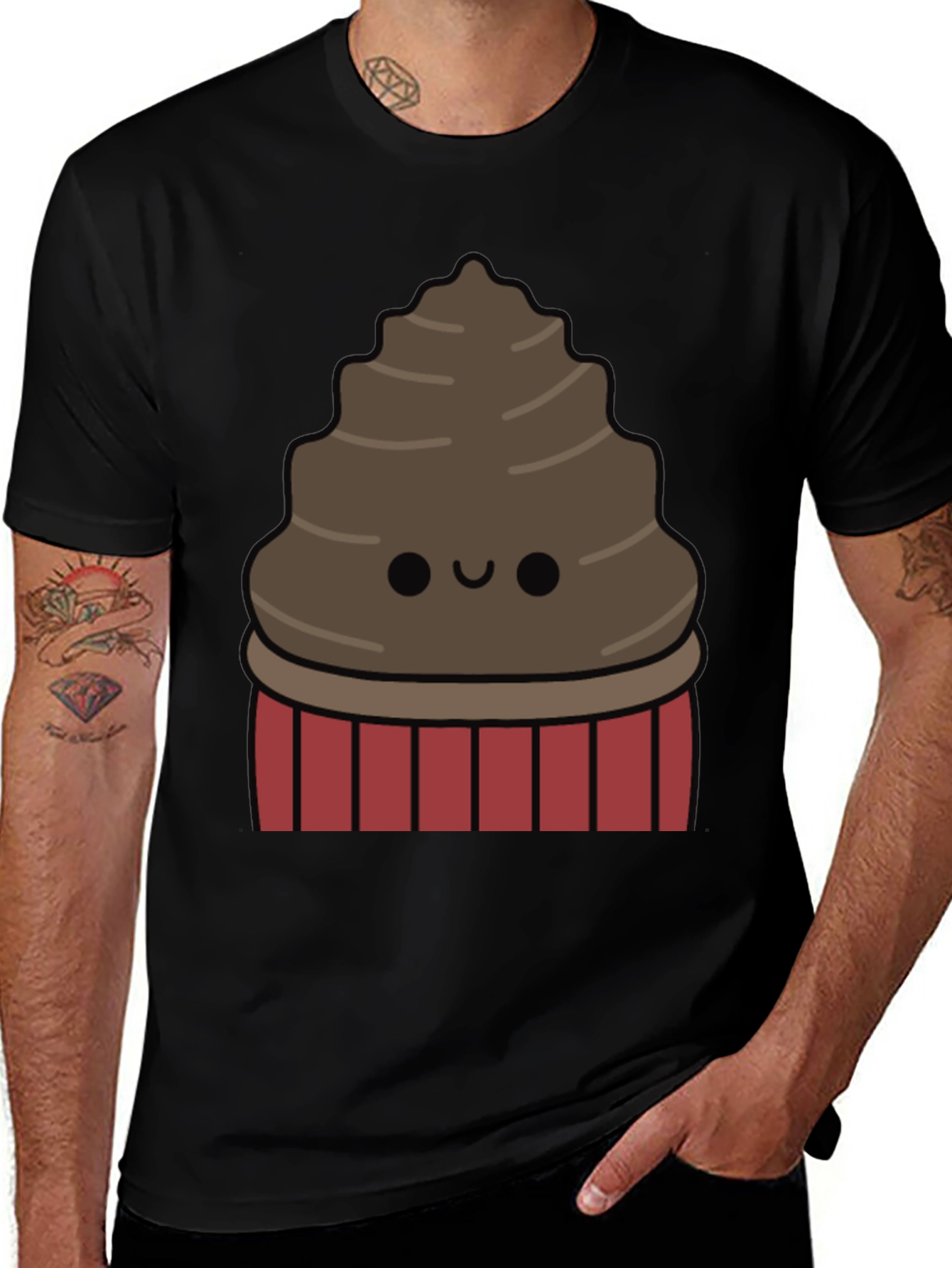 Cute Chocolate Cupcake Graphic T-Shirt