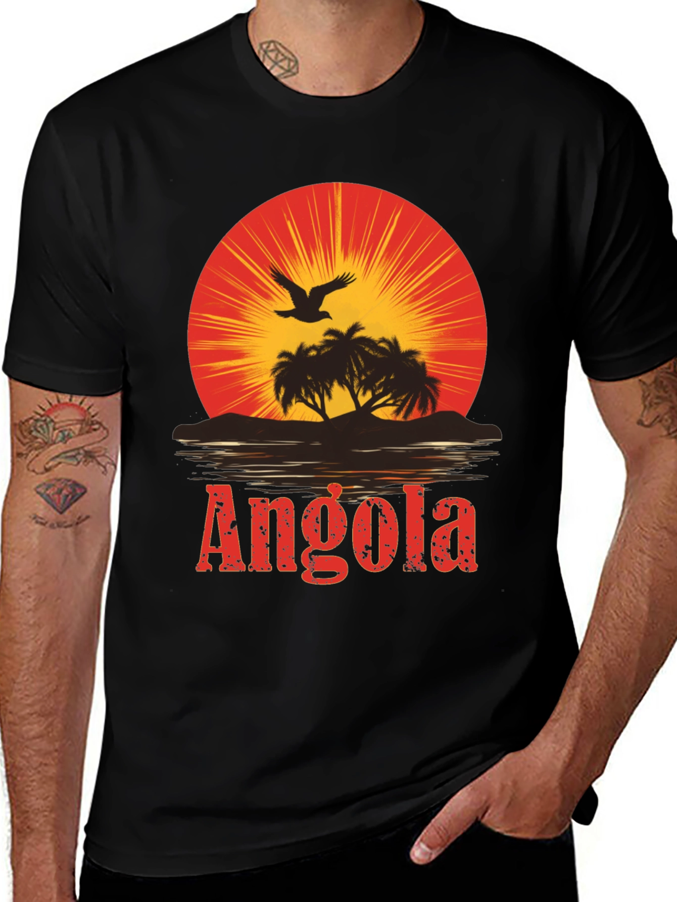 Angola Graphic T-Shirt - Sunset Beach Design