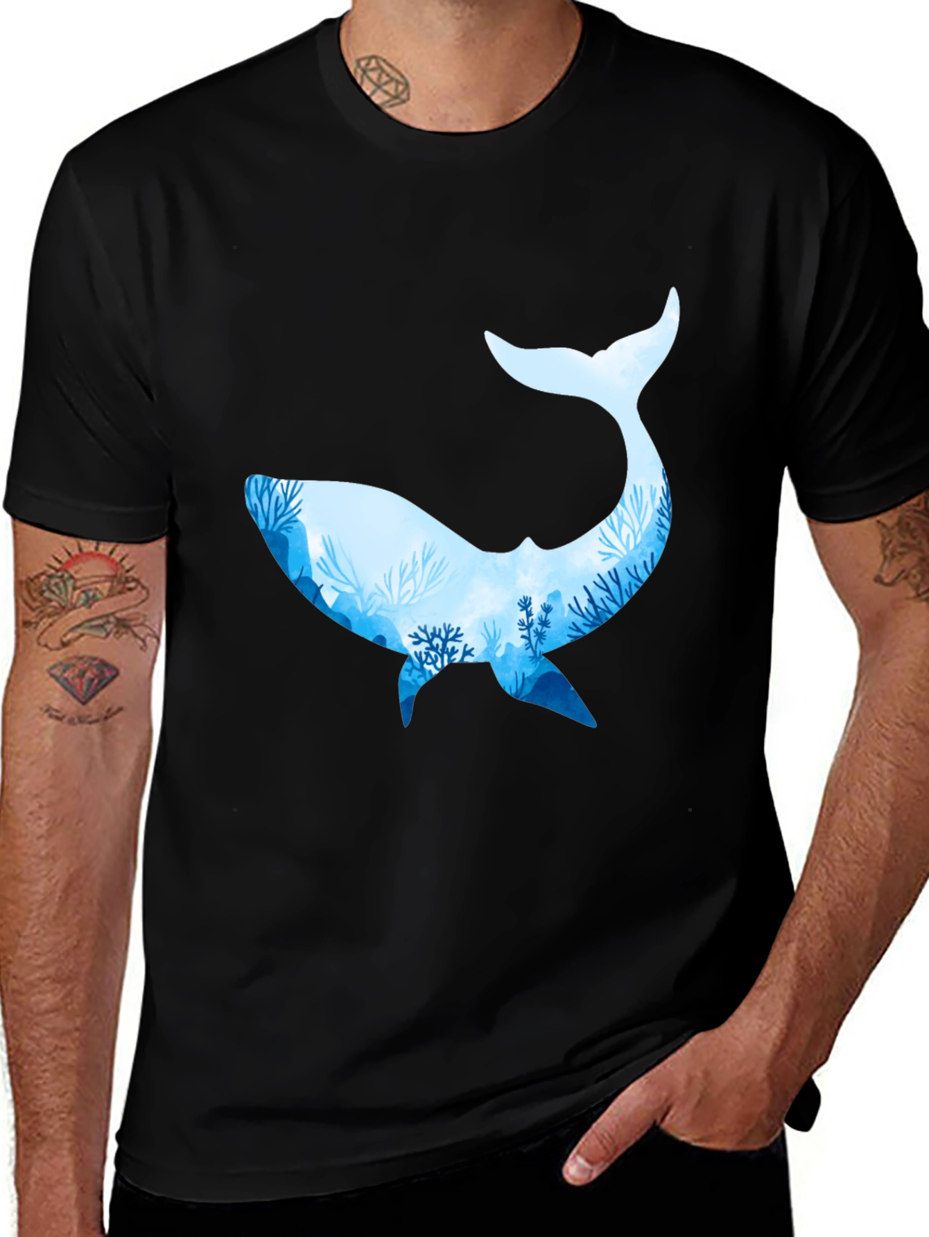 Variant 28 of Whale Silhouette Black T-Shirt