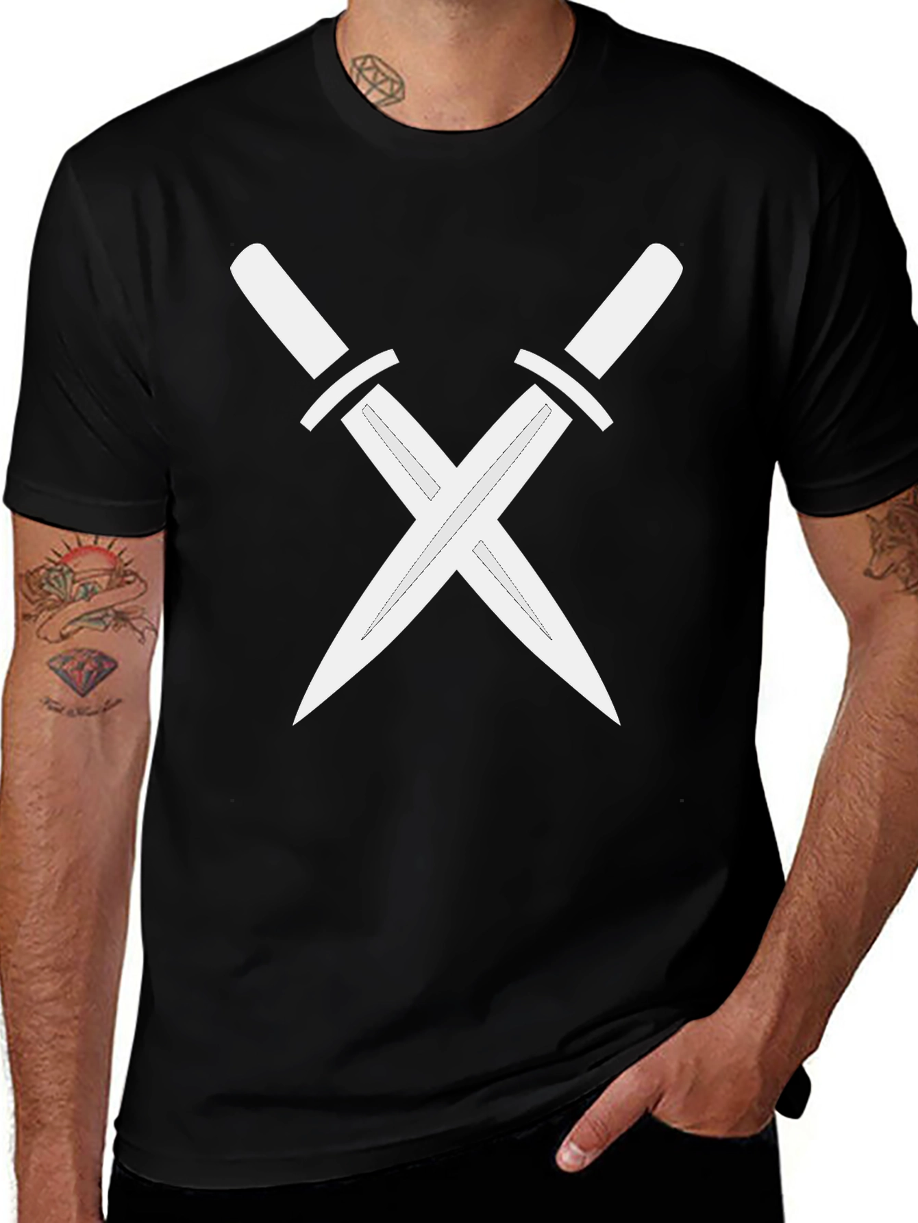 Variant 11 of Crossed Swords Graphic Tee - Black