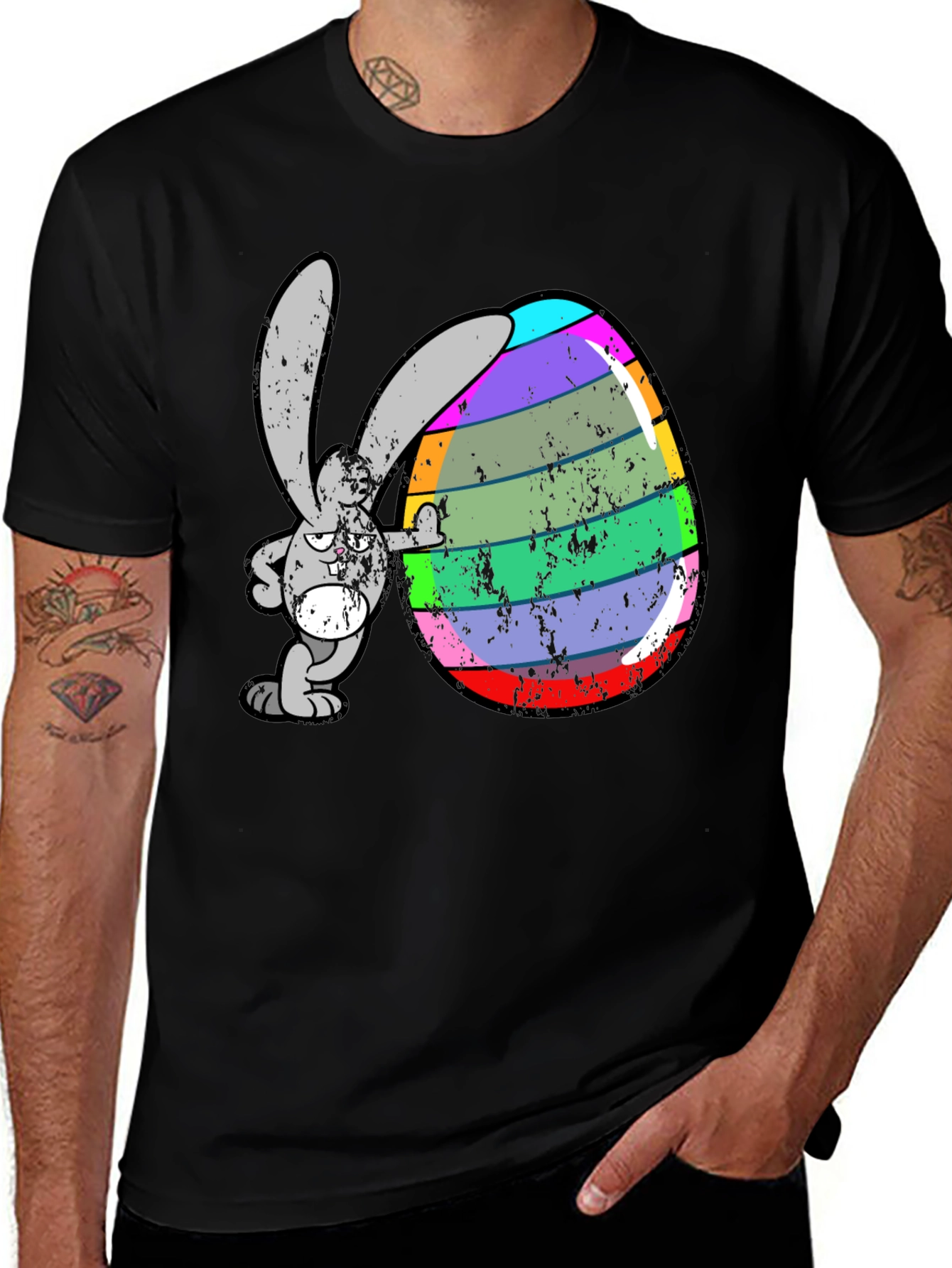 Variant 24 of Easter Bunny Egg Graphic Tee - Funny Cartoon Rabbit Shirt