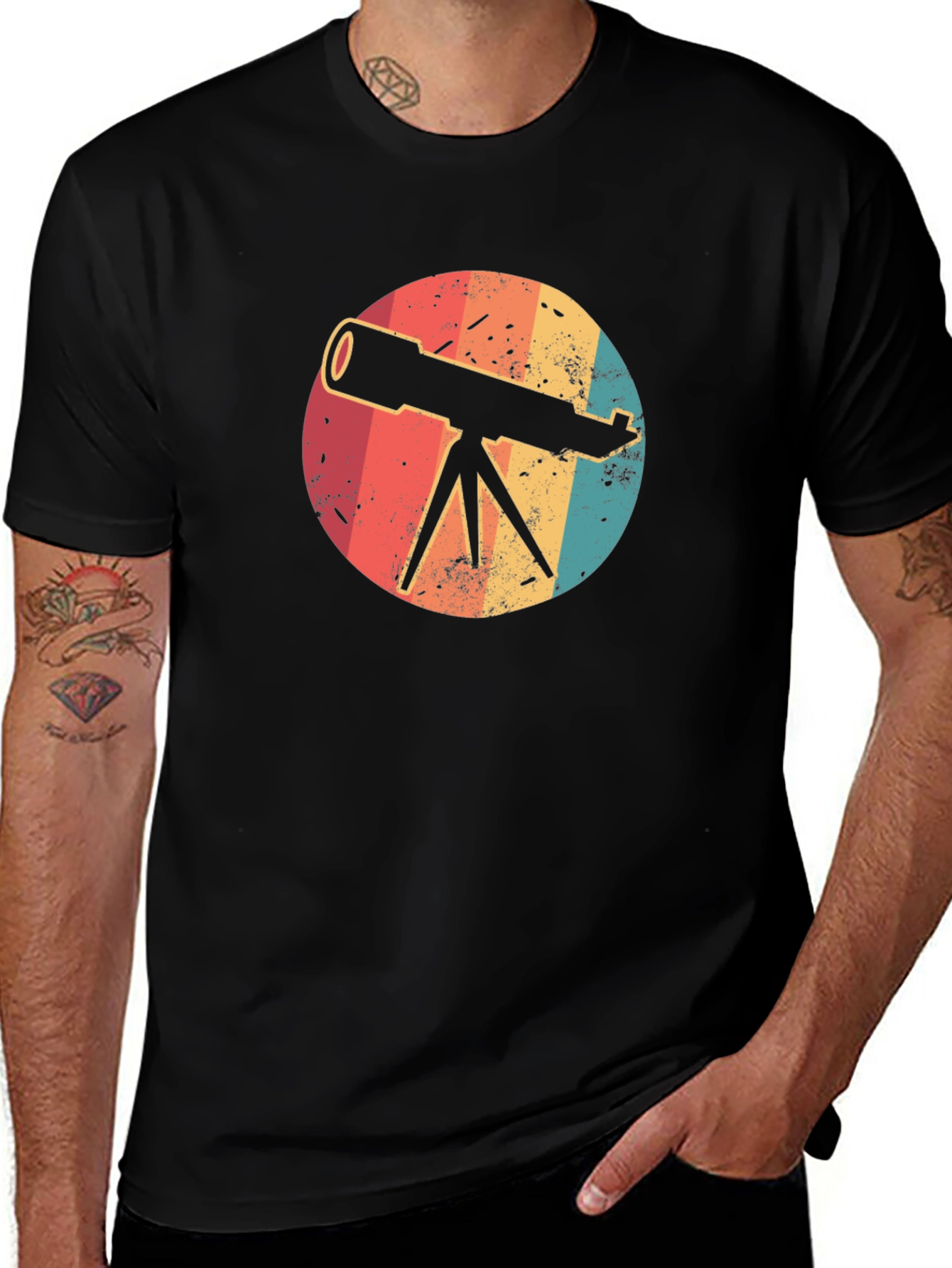 Retro Telescope Graphic Tee - Space Lover Gift