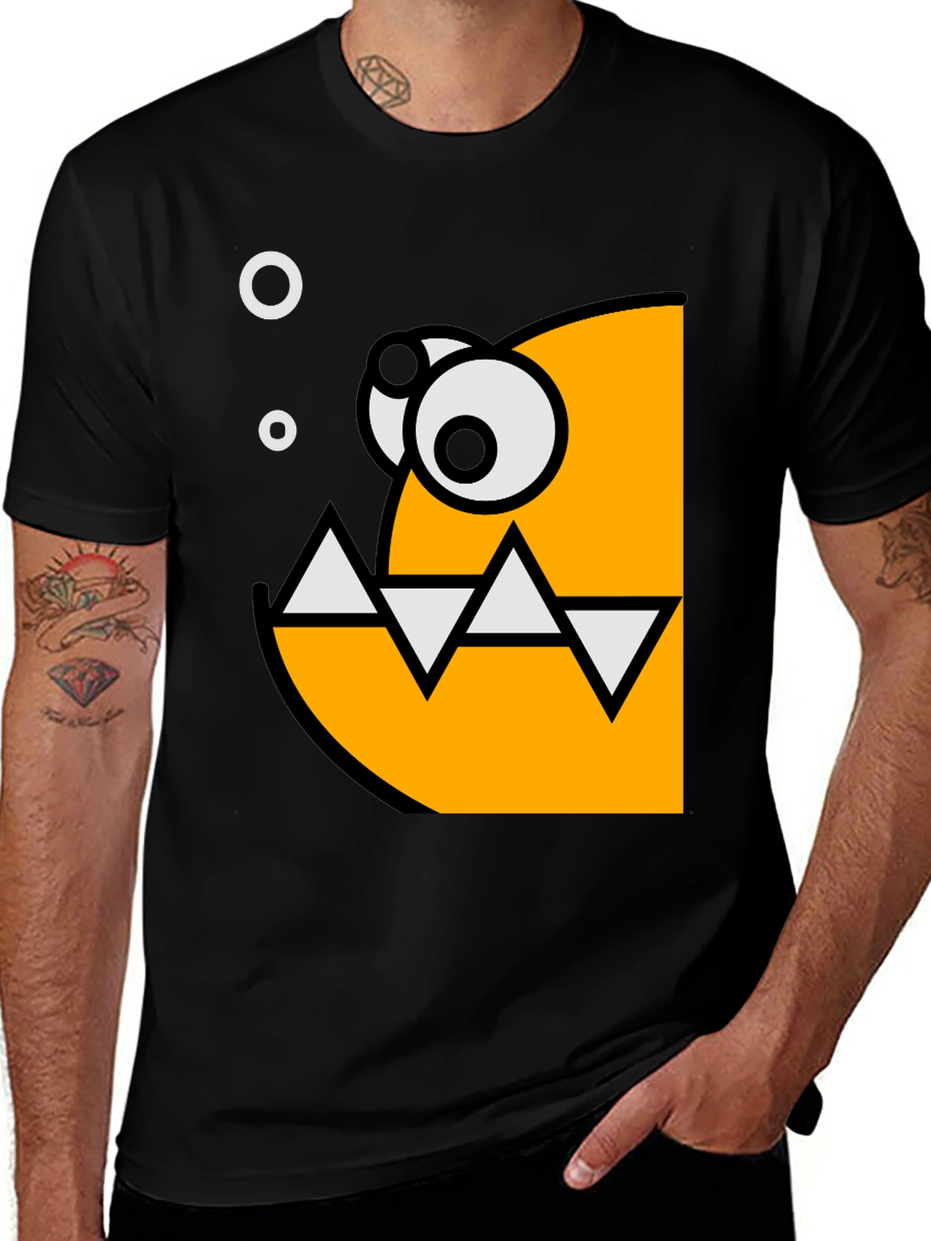 Cartoon Fish Graphic Black T-Shirt