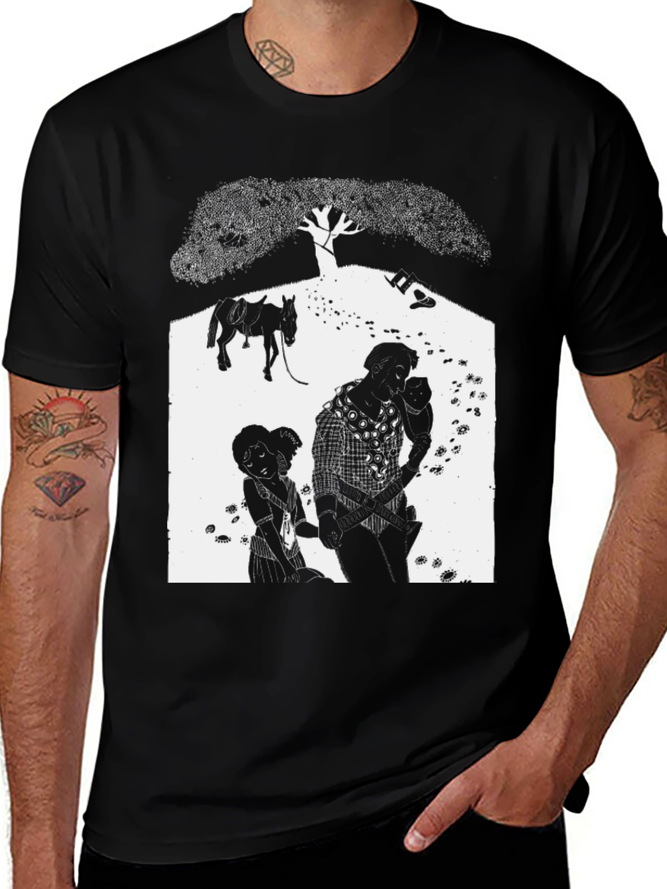 Variant 5 of Artistic Black & White Graphic T-Shirt