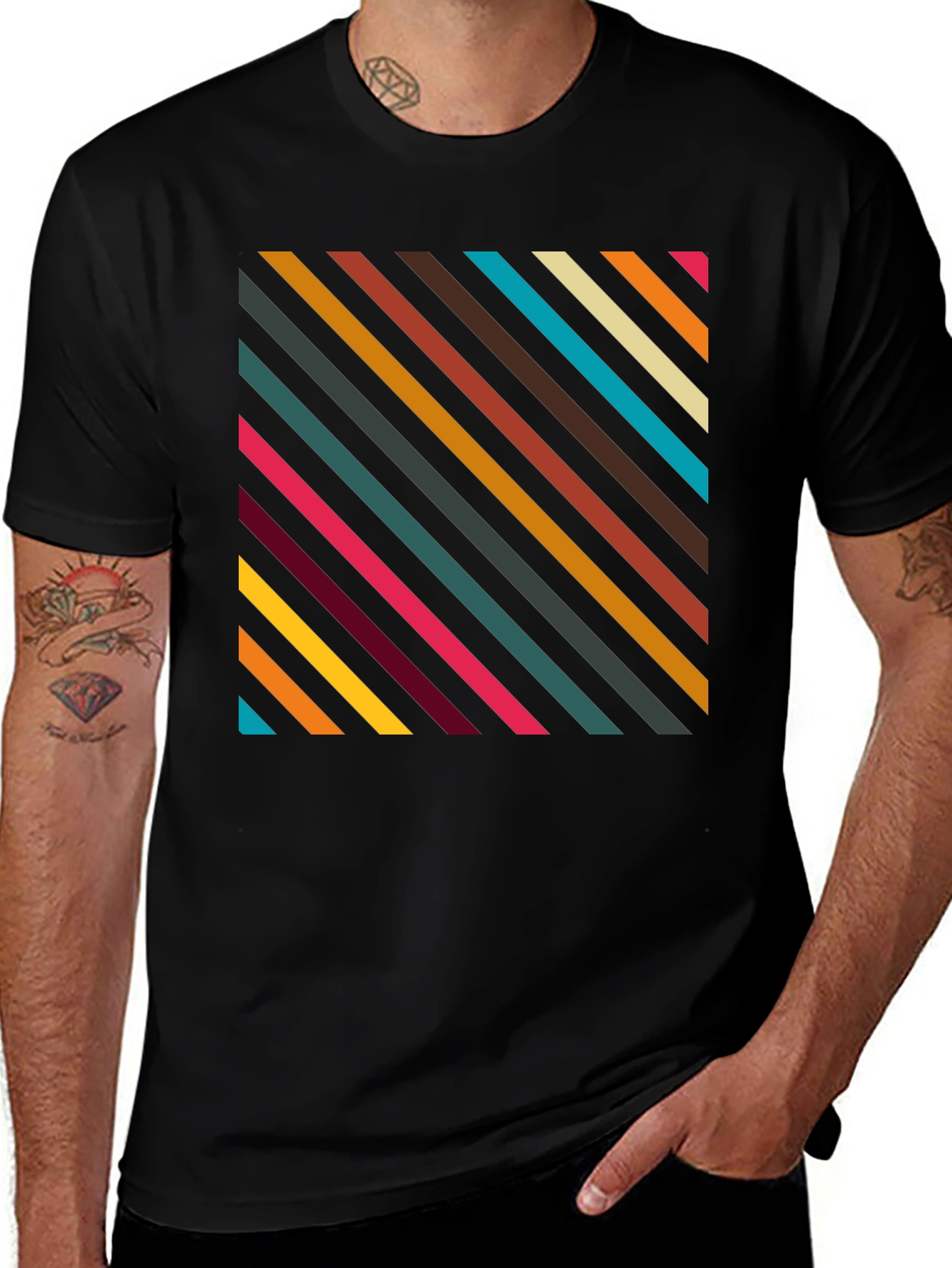 Variant 24 of Retro Stripe Tee - Vintage Style Graphic Print Shirt