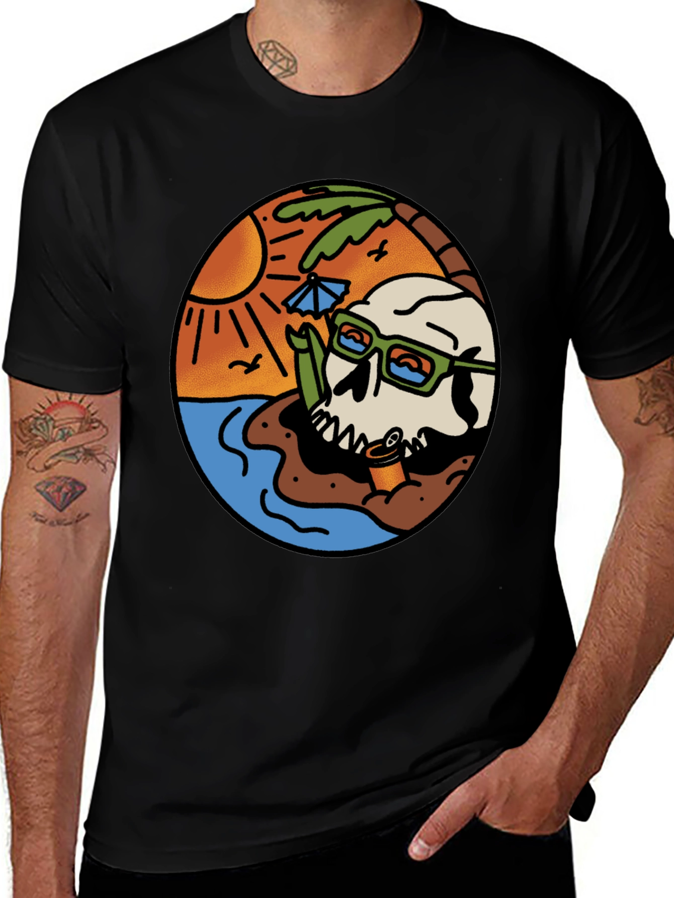 Variant 9 of Beach Skull Graphic Tee - Cool Summer Vibes