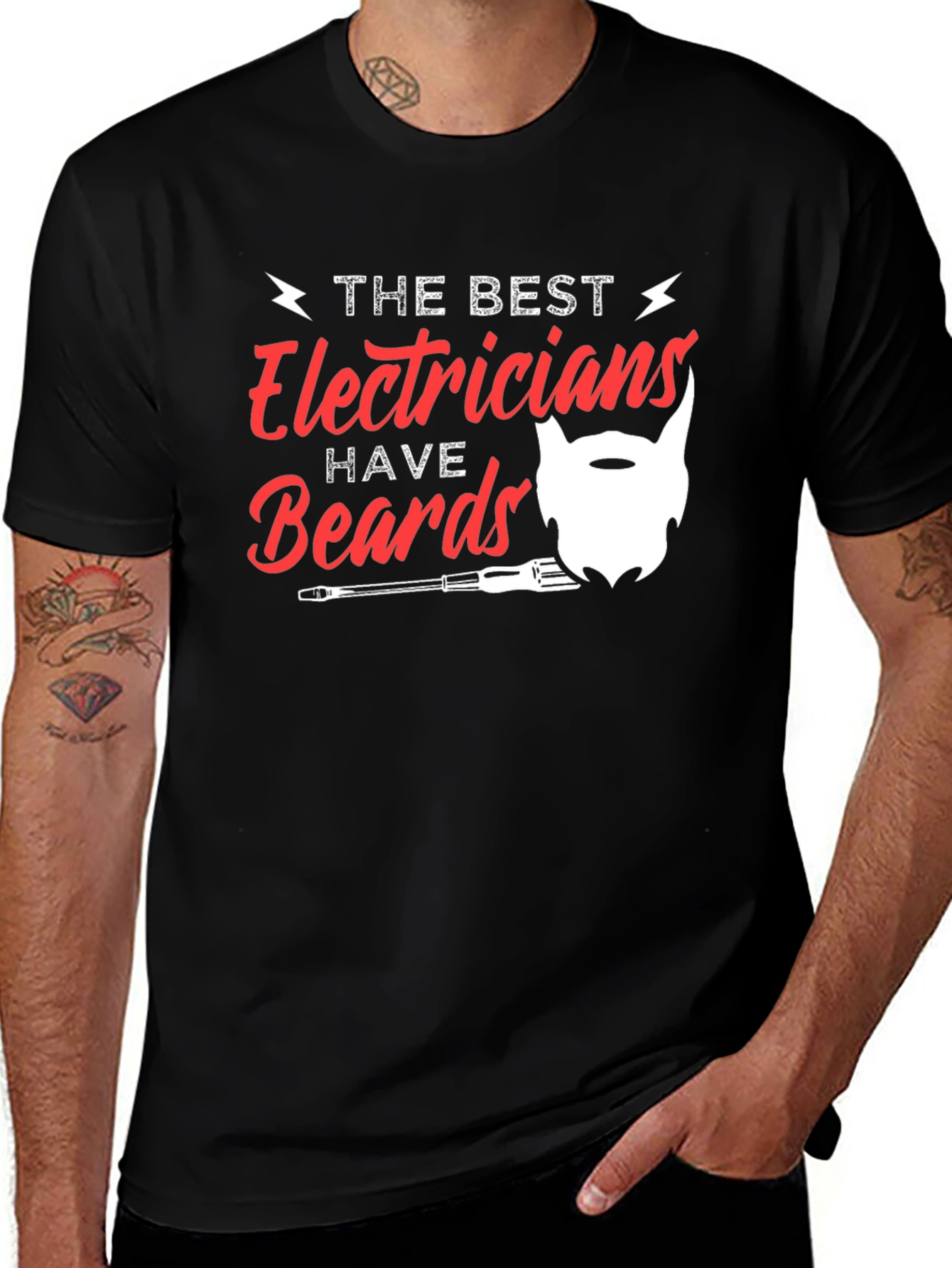 Variant 26 of Best Electricians Have Beards Black T-Shirt