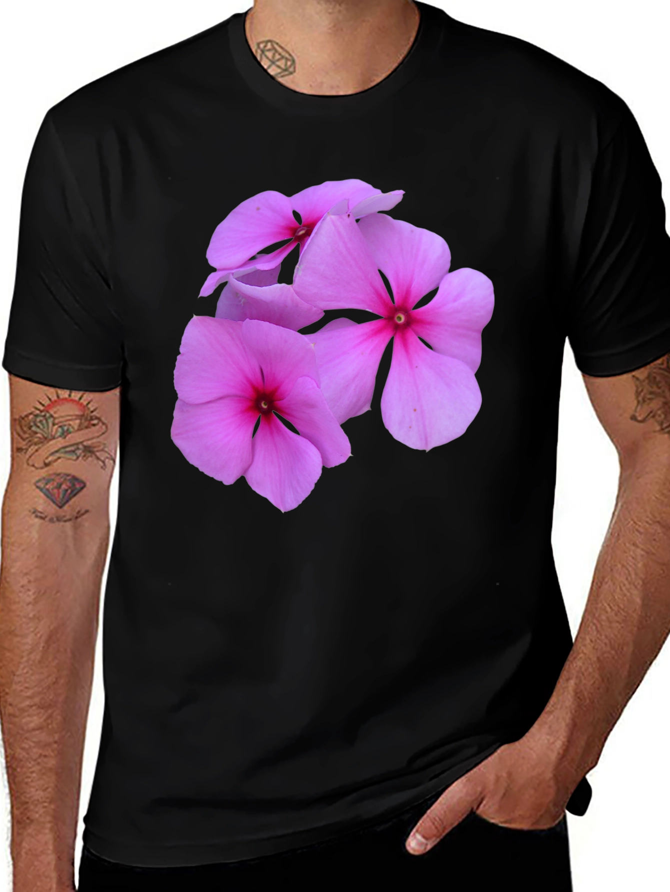 Black Floral Print Black T-Shirt main image