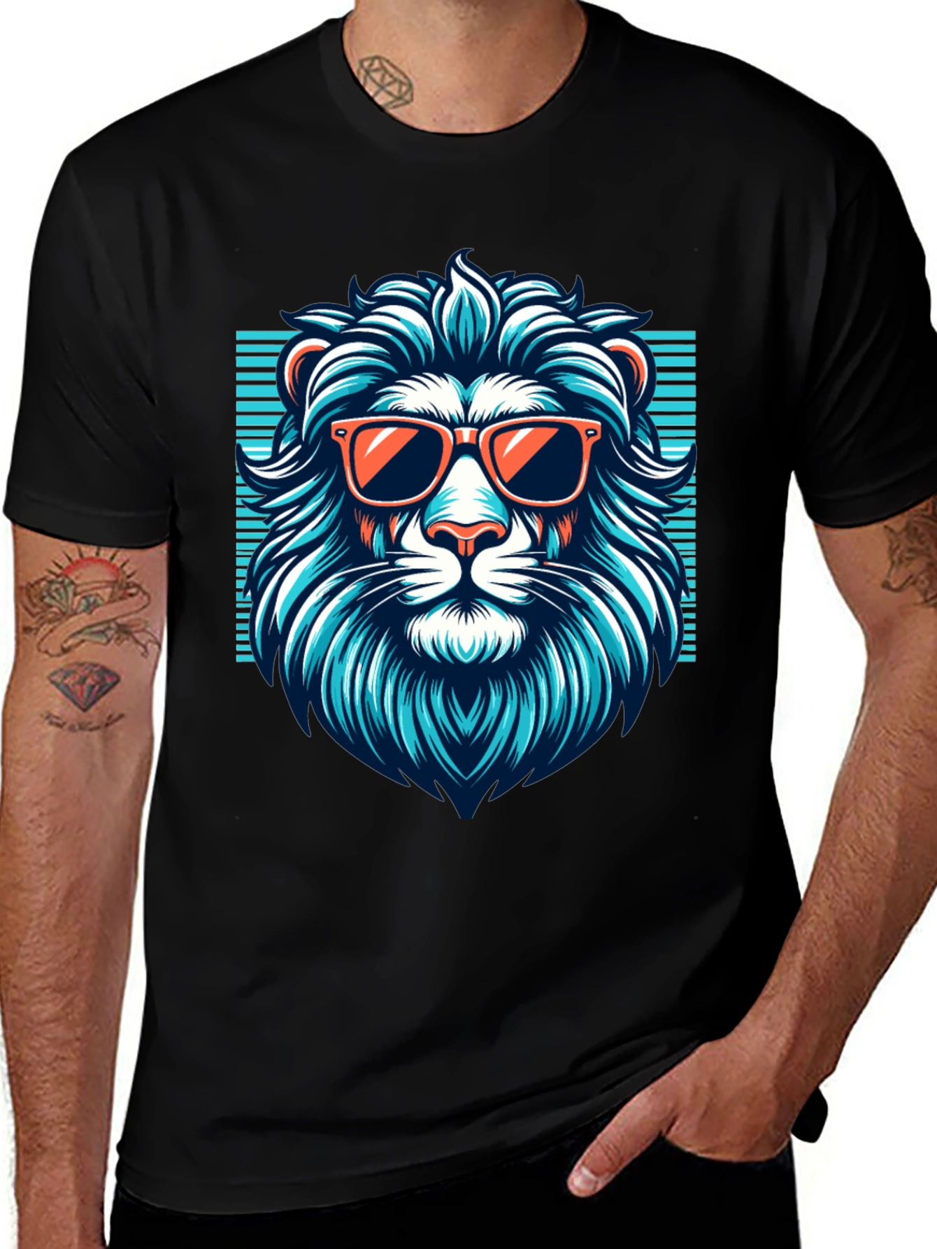 Variant 11 of Cool Lion Graphic Tee - Black T-Shirt