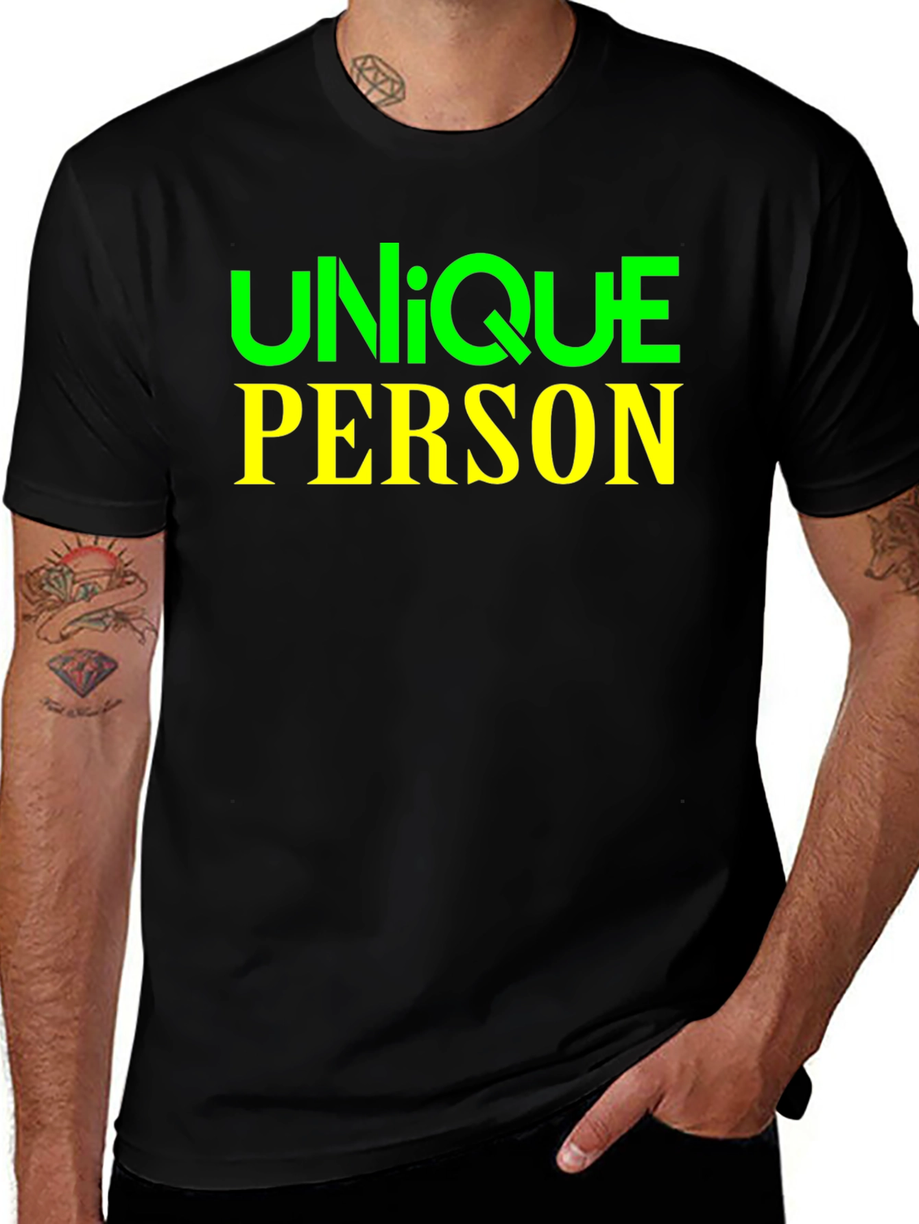 Variant 26 of Unique Person T-Shirt | Black Graphic Tee