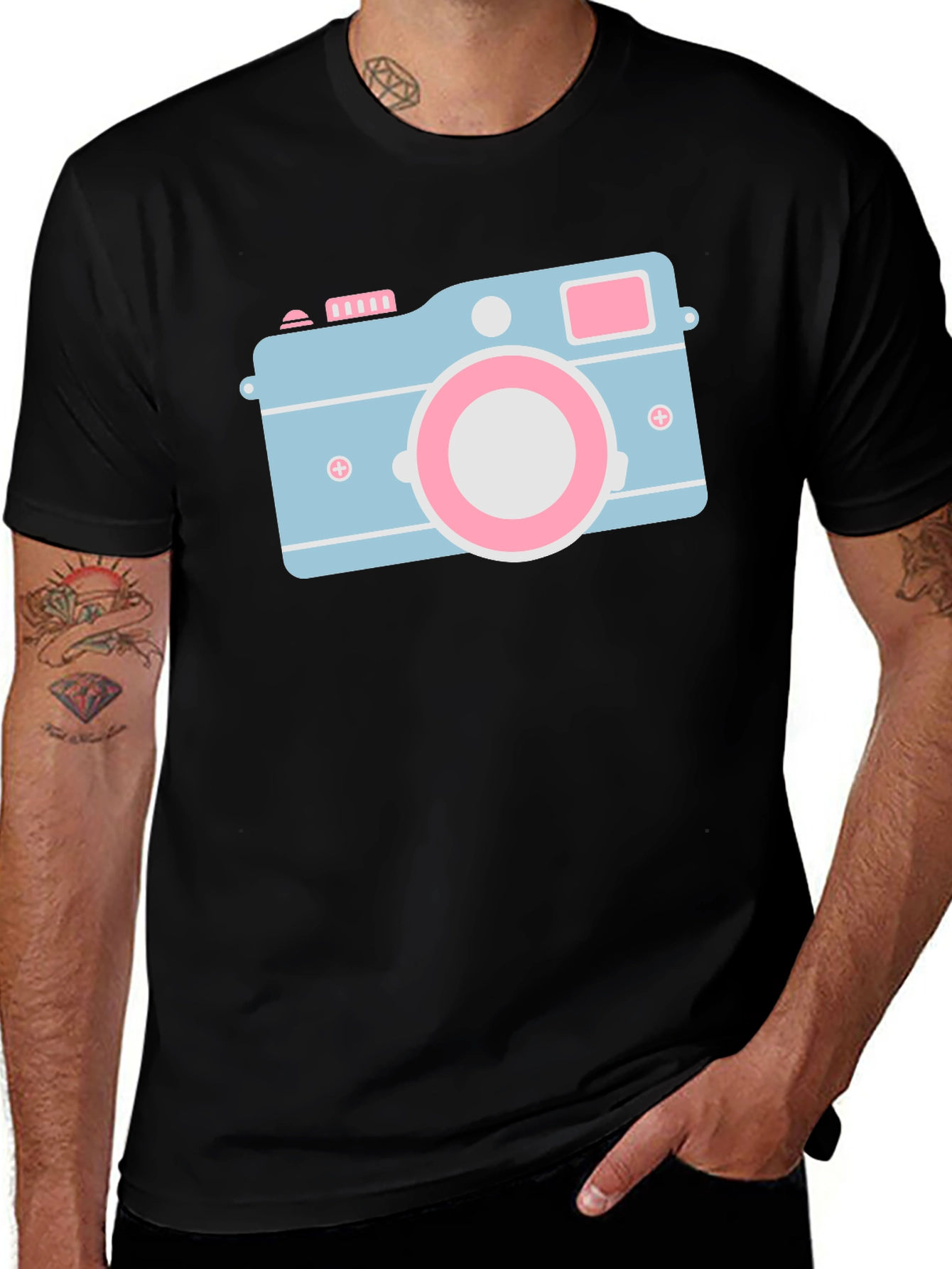 Variant 14 of Cute Camera Graphic Black T-Shirt