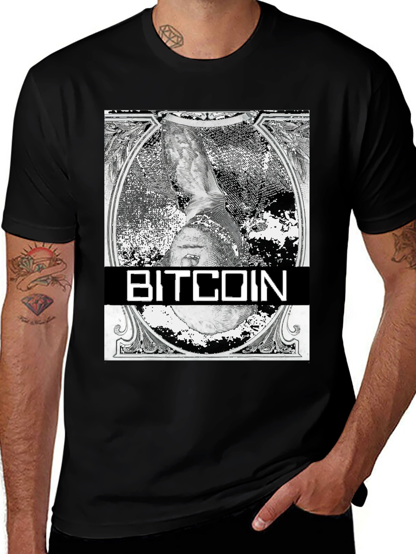 Bitcoin Dollar Bill Graphic T-Shirt