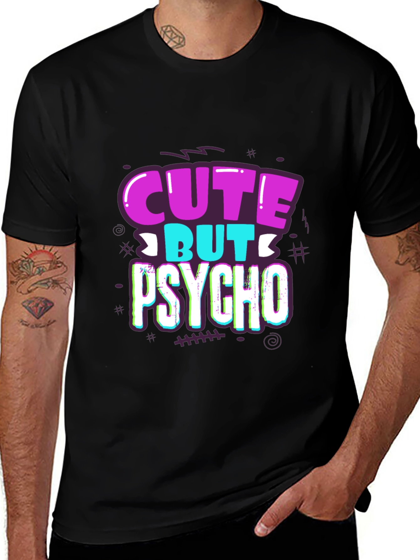 Variant 17 of Cute But Psycho Graphic Tee - Black T-Shirt
