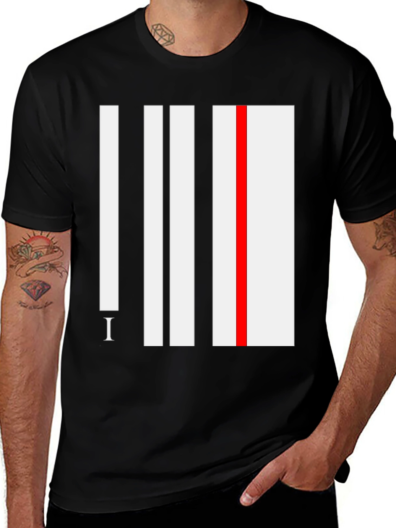 Variant 3 of Modern Stripe Tee - Black Graphic Print Shirt