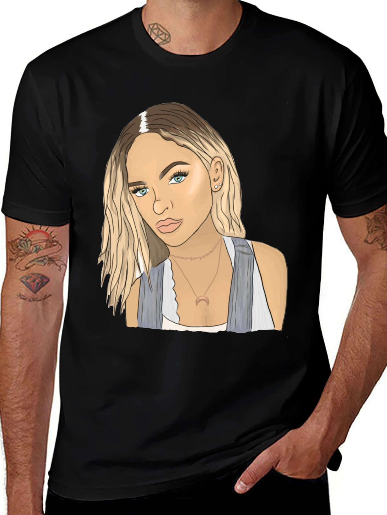 Variant 26 of Black Tee with Blonde Woman Graphic