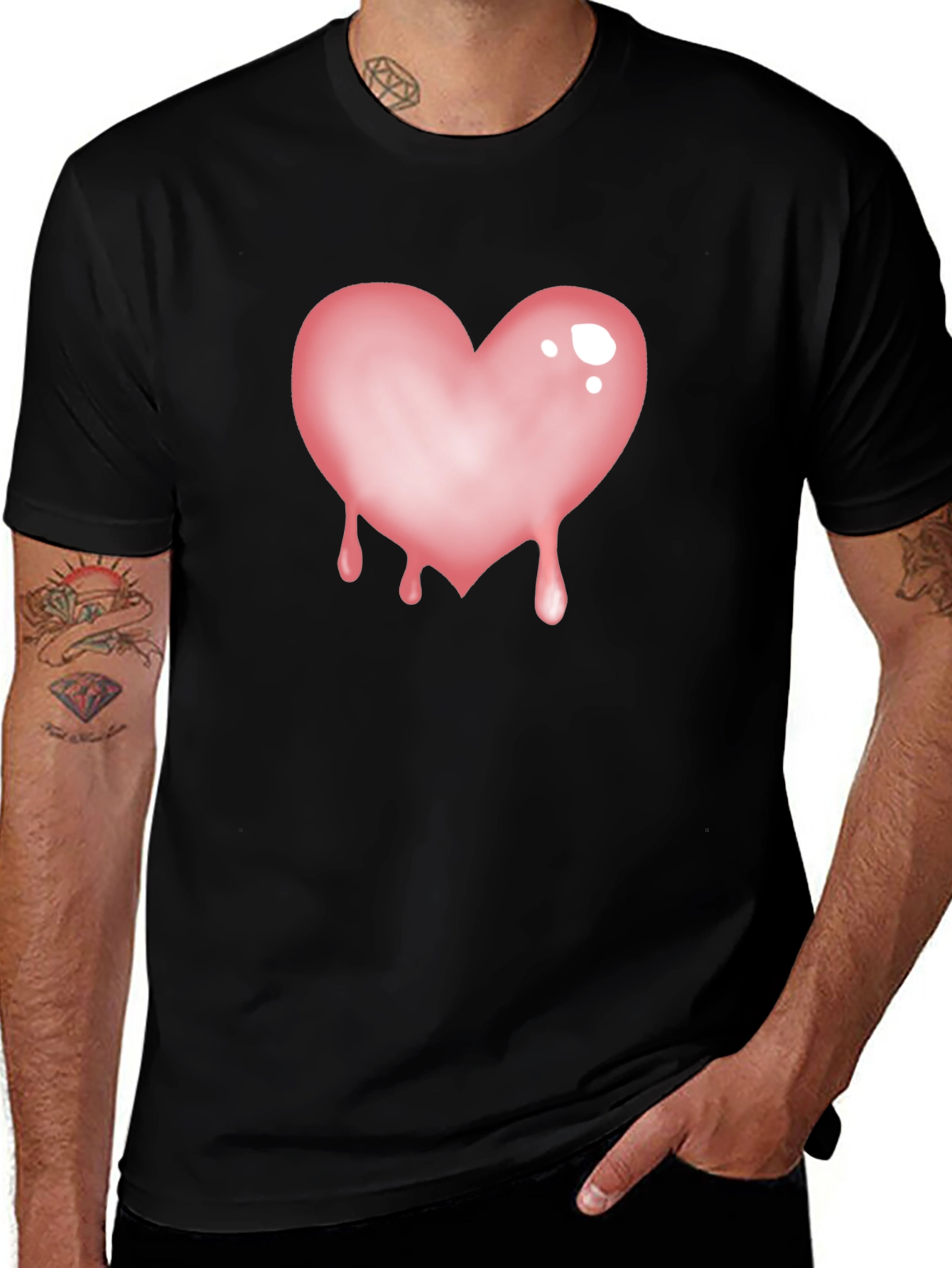 Variant 17 of Black T-Shirt with Dripping Heart Graphic