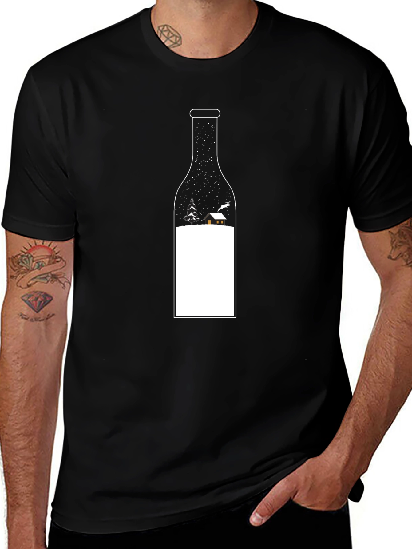 Variant 30 of Winter Scene Wine Bottle Graphic Tee