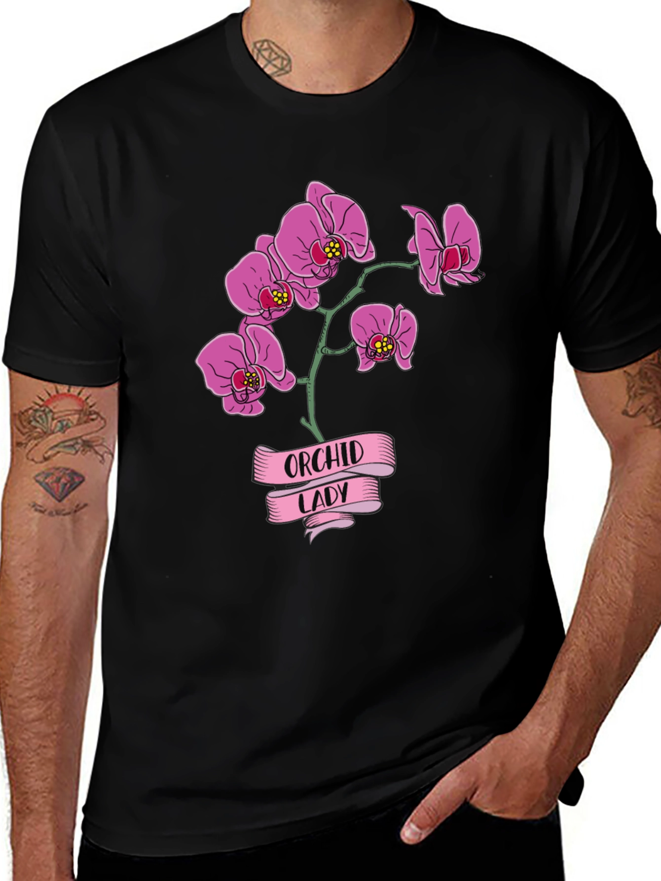 Variant 23 of Orchid Lady Graphic Tee - Floral Design
