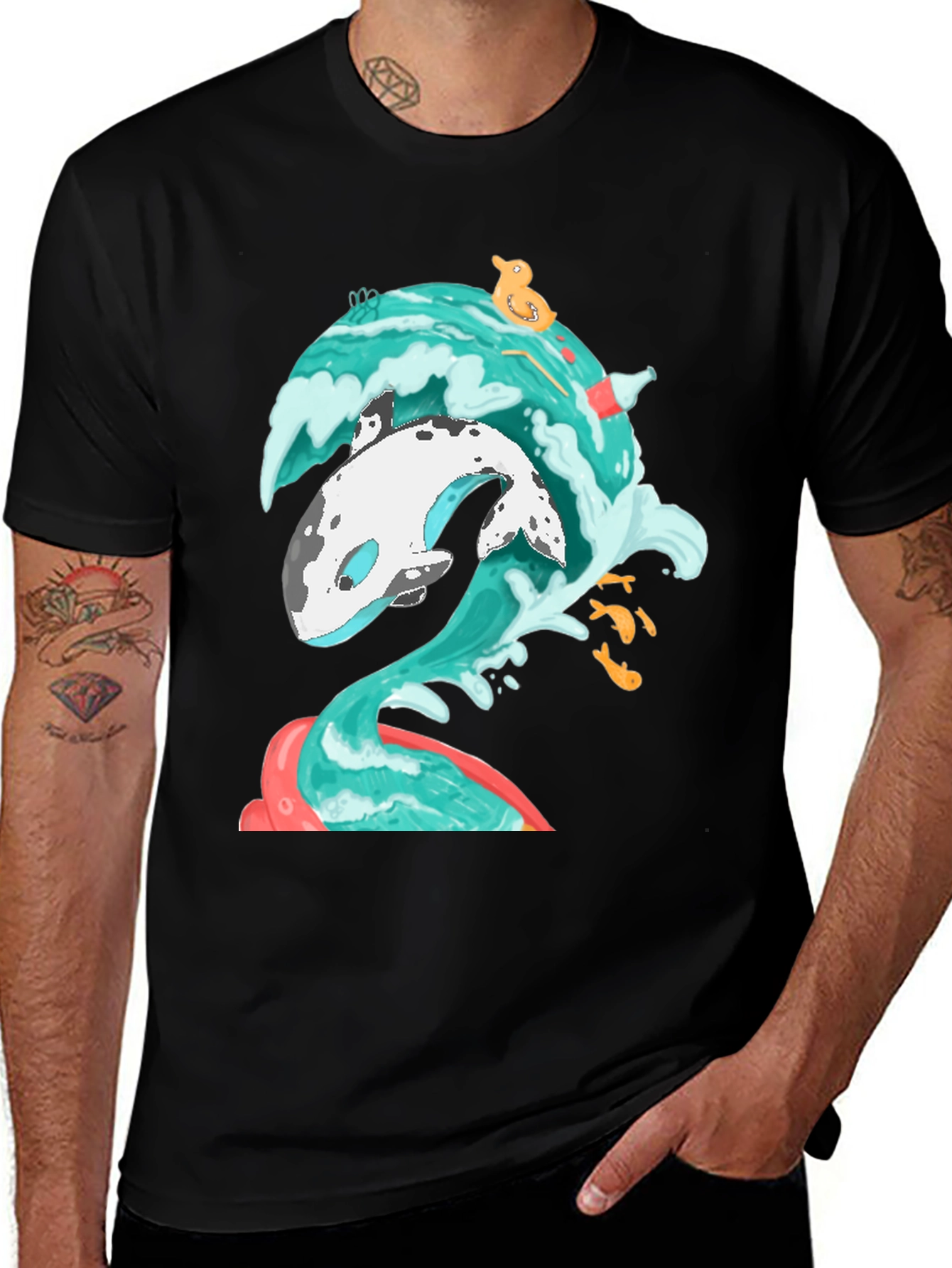 Variant 5 of Whale Wave Graphic Tee - Unique Ocean Art T-Shirt