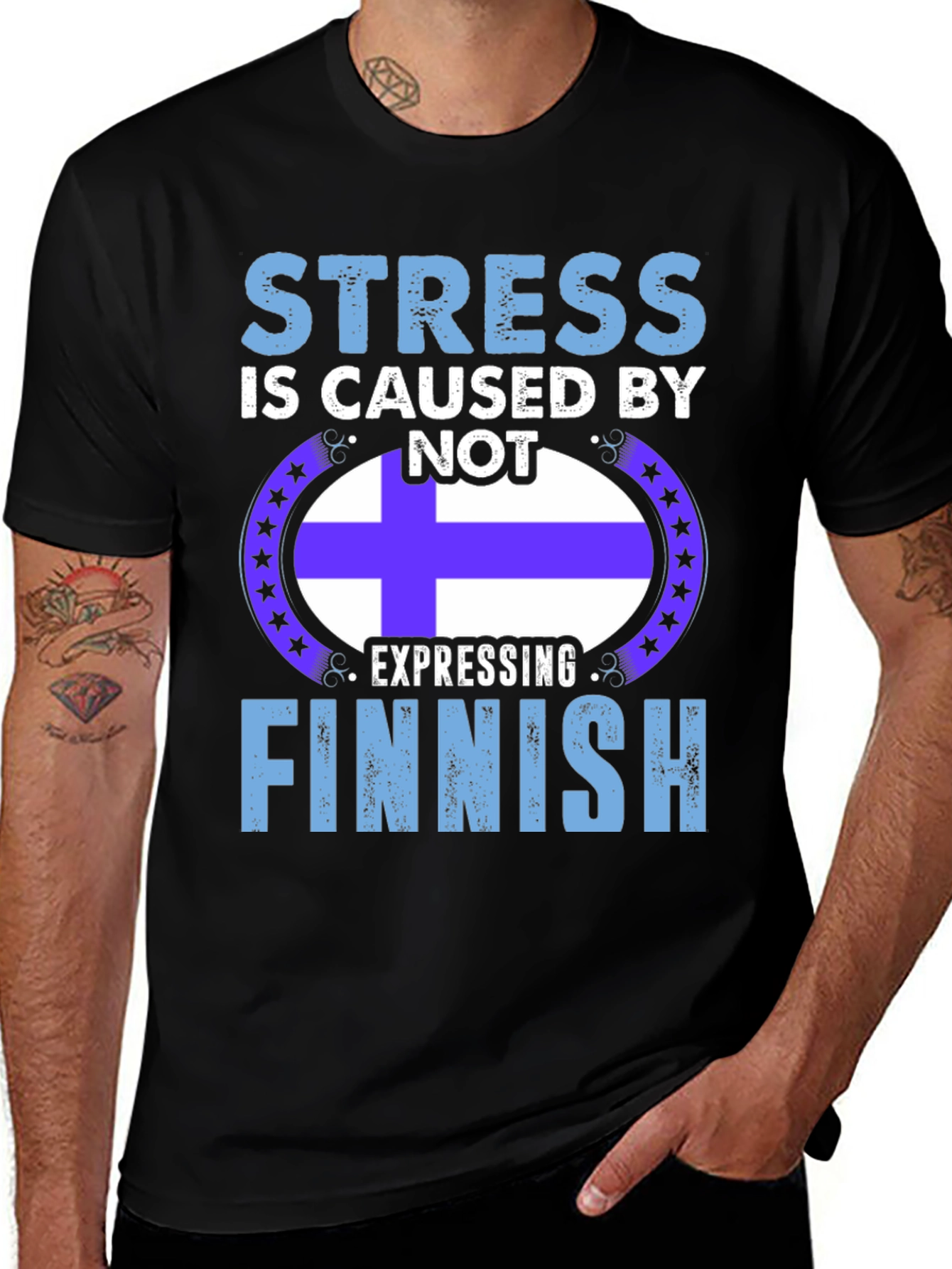 Stress Finnish Flag T-Shirt