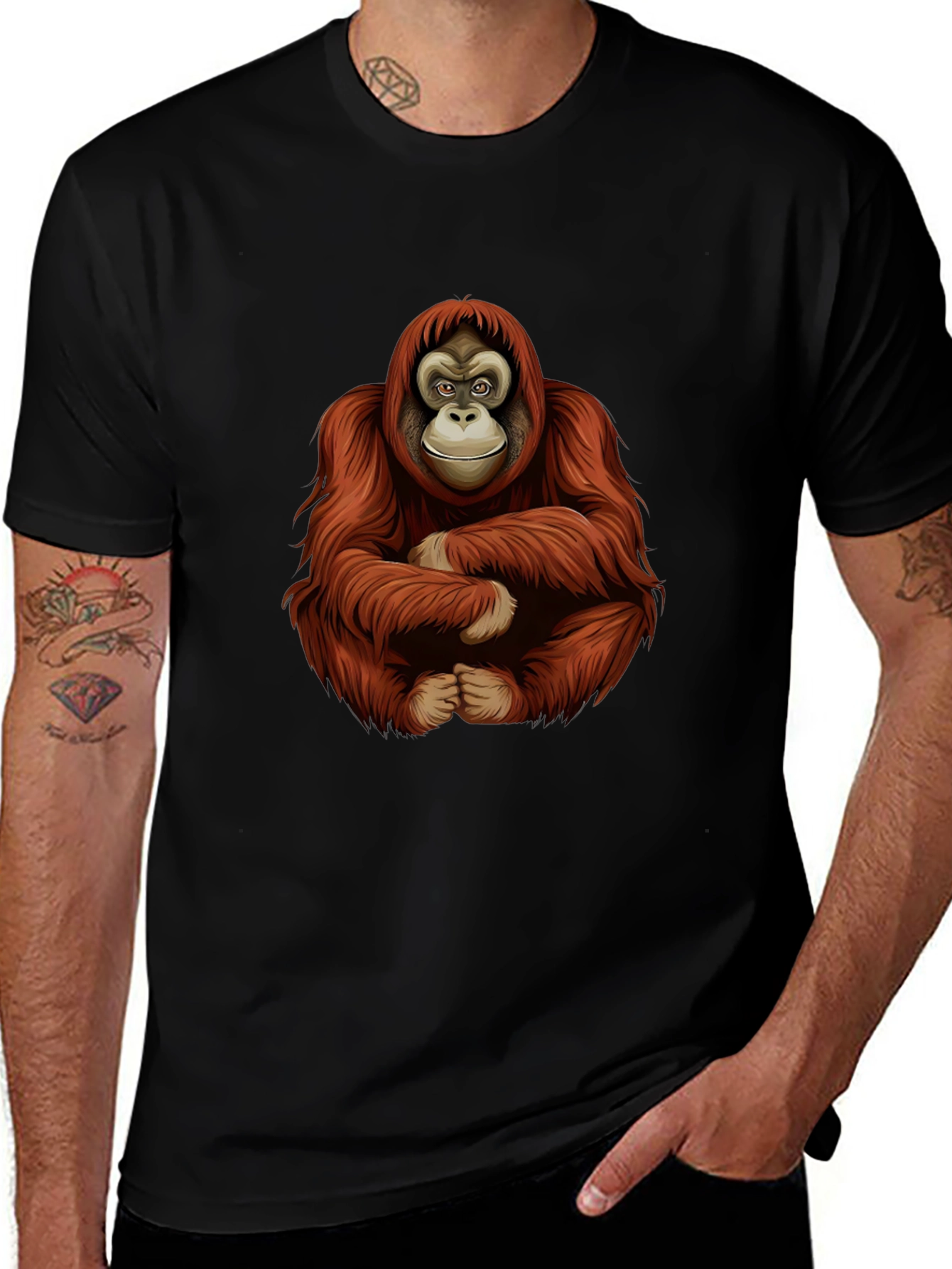 Variant 19 of Orangutan Graphic Tee - Black Cotton T-Shirt
