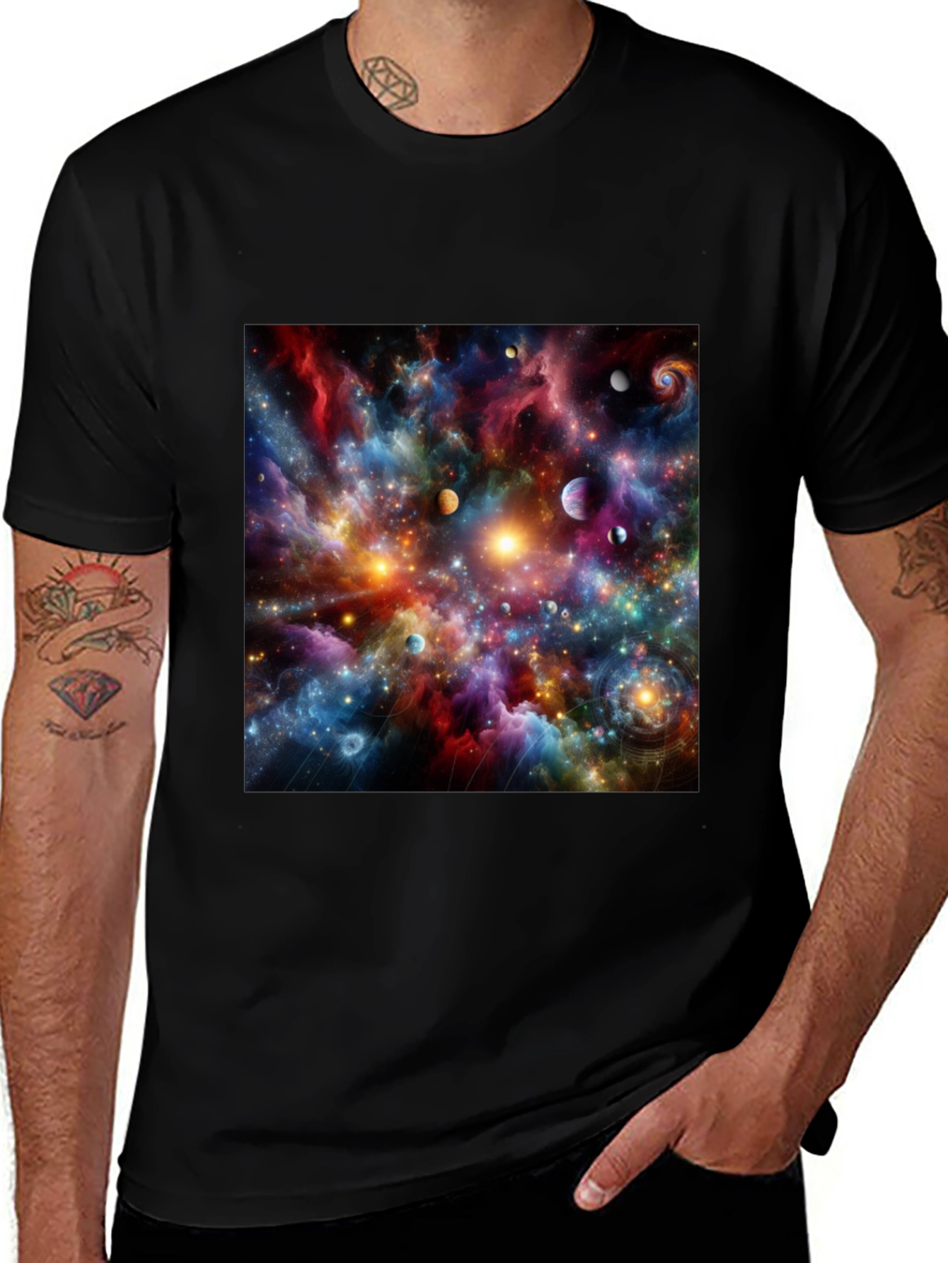 Black Cosmic Nebula Graphic T-Shirt main image